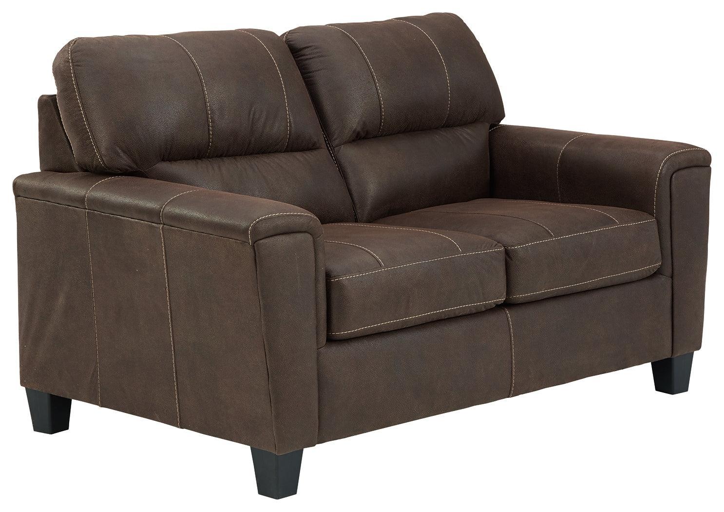 Navi Smoke Faux Leather Loveseat - Ella Furniture