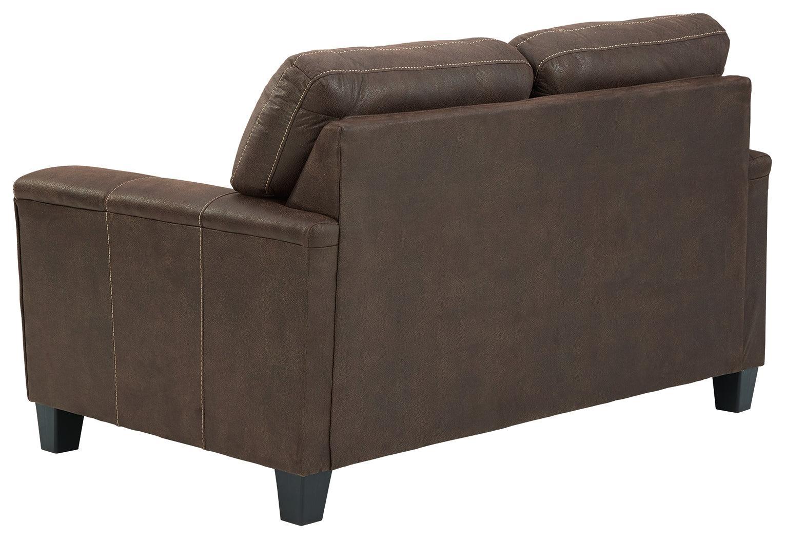 Navi Smoke Faux Leather Loveseat - Ella Furniture