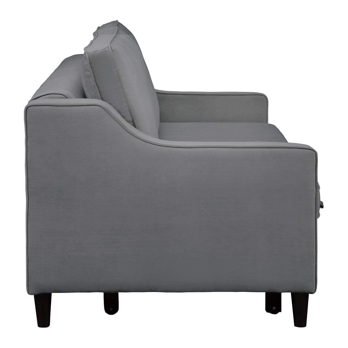 Adelia Dark Gray Solid Wood Velvet Fabric Upholstered Convertible Studio Sofa With Pull-out Bed - Ella Furniture