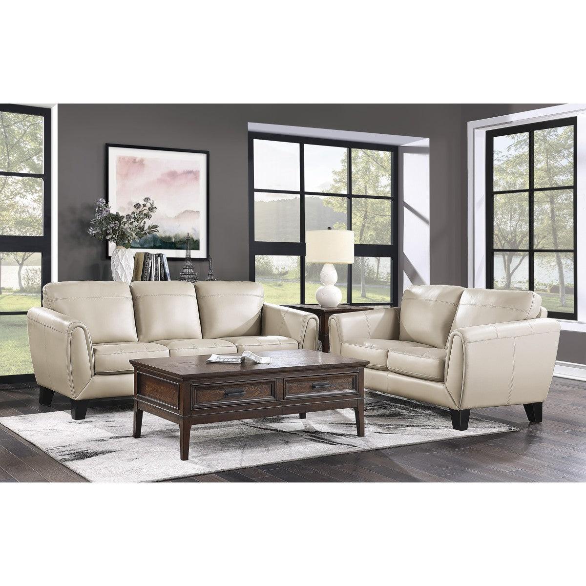Morelia Beige Traditional Solid Wood And Plywood Chenille Fabric Upholstery Loveseat - Ella Furniture