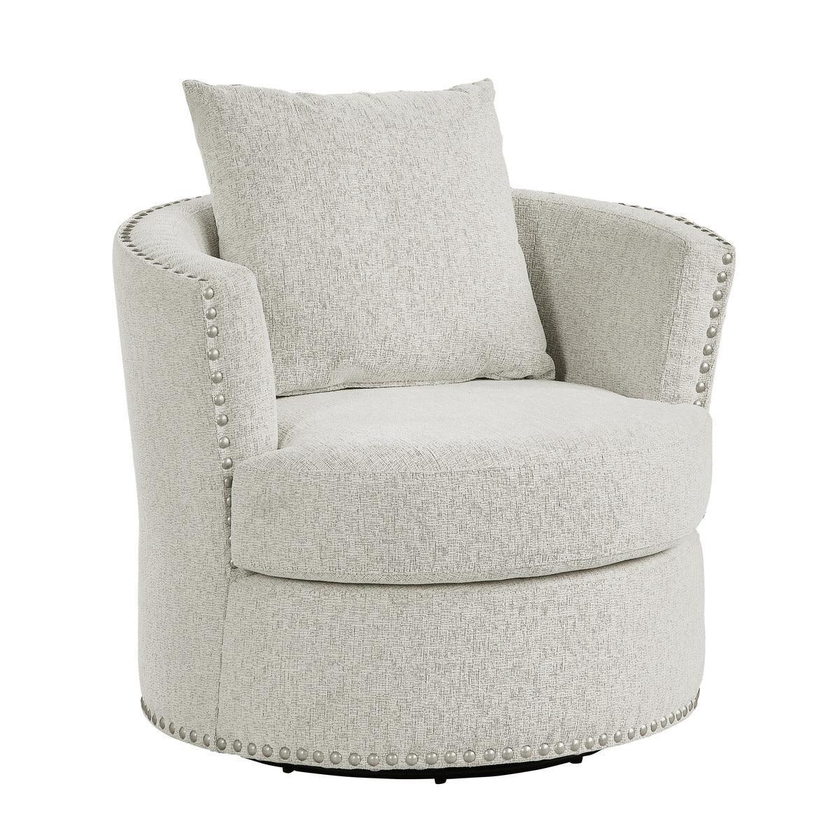 Morelia Beige Solid Wood And Plywood Chenille Fabric Upholstery Swivel Chair - Ella Furniture