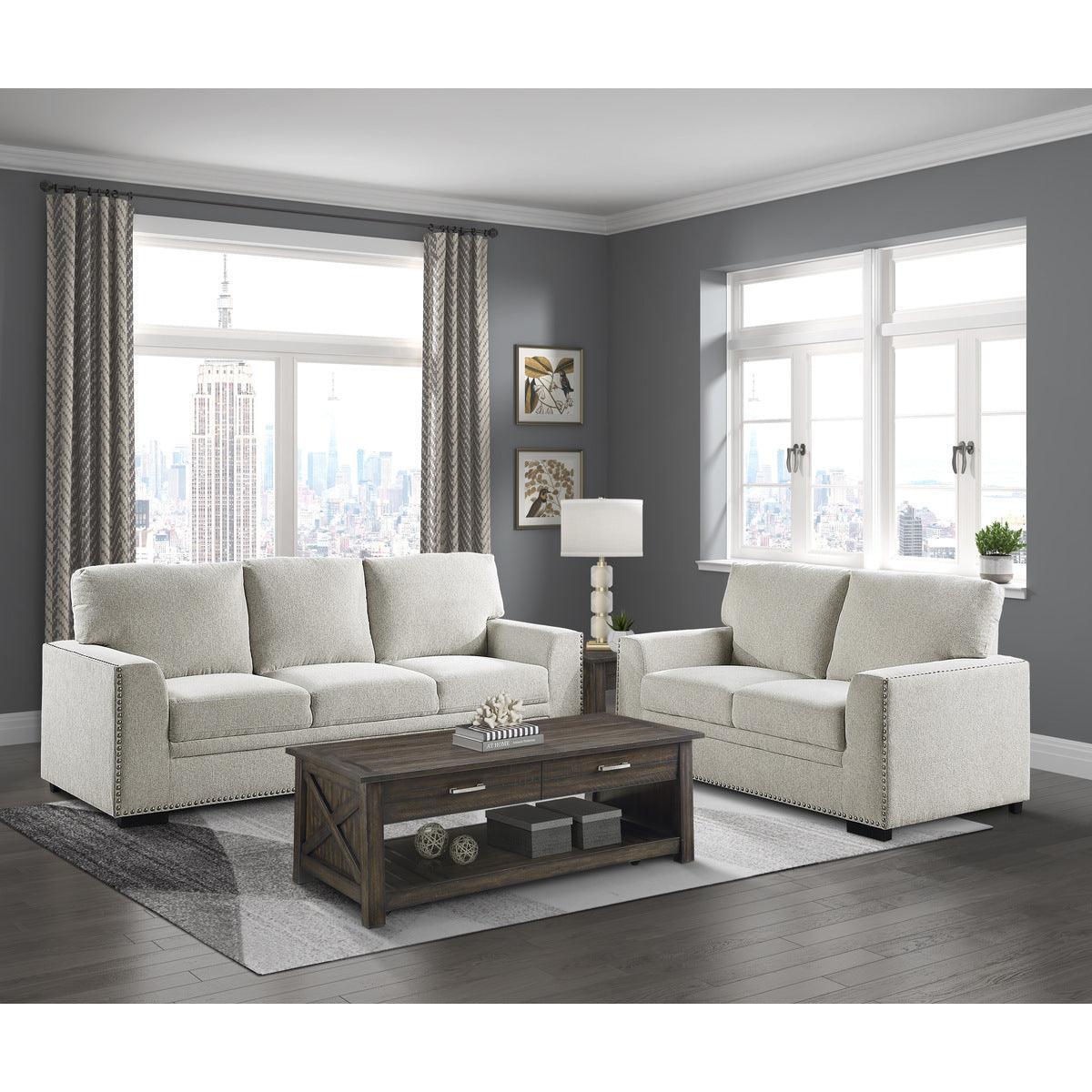Morelia Beige Traditional Solid Wood And Plywood Chenille Fabric Upholstery Sofa - Ella Furniture