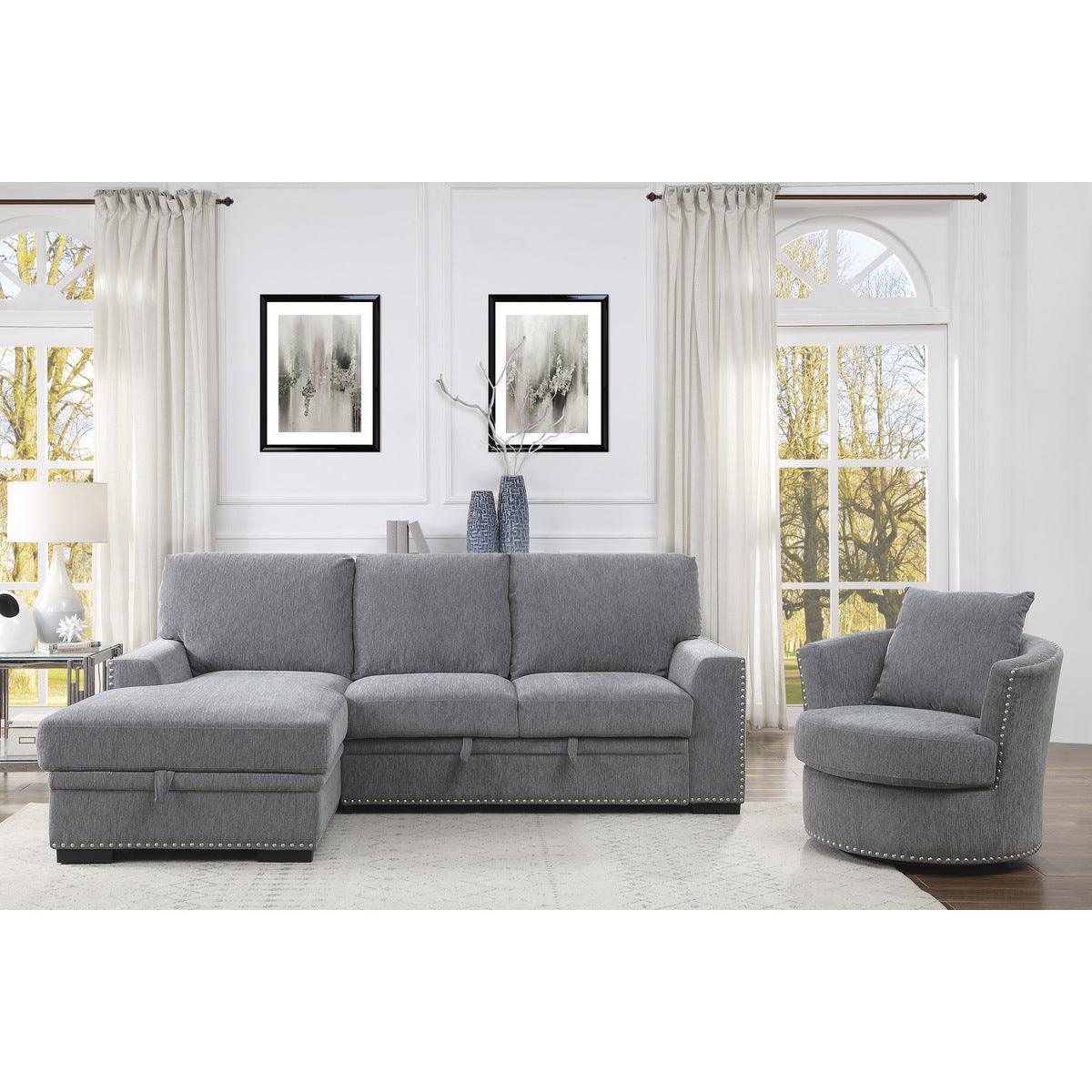 Morelia Gray Casual Solid Wood And Plywood Chenille Fabric Upholstery Swivel Chair - Ella Furniture