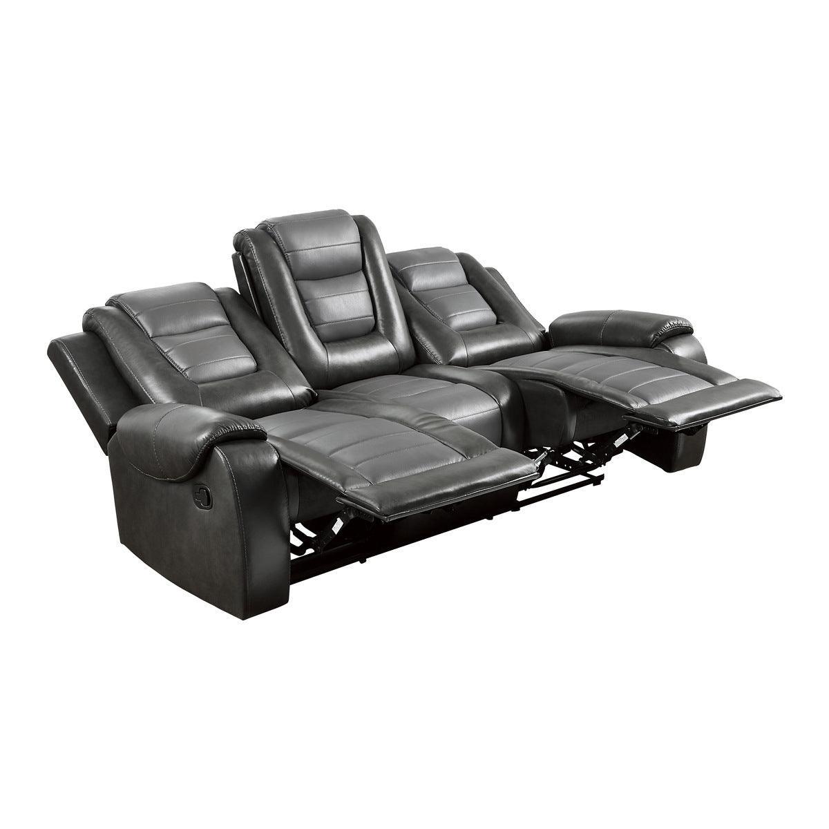 Briscoe 2-Tone (Light Gray And Dark Gray) Premium Faux Leather Upholstery Double Reclining Sofa - Ella Furniture