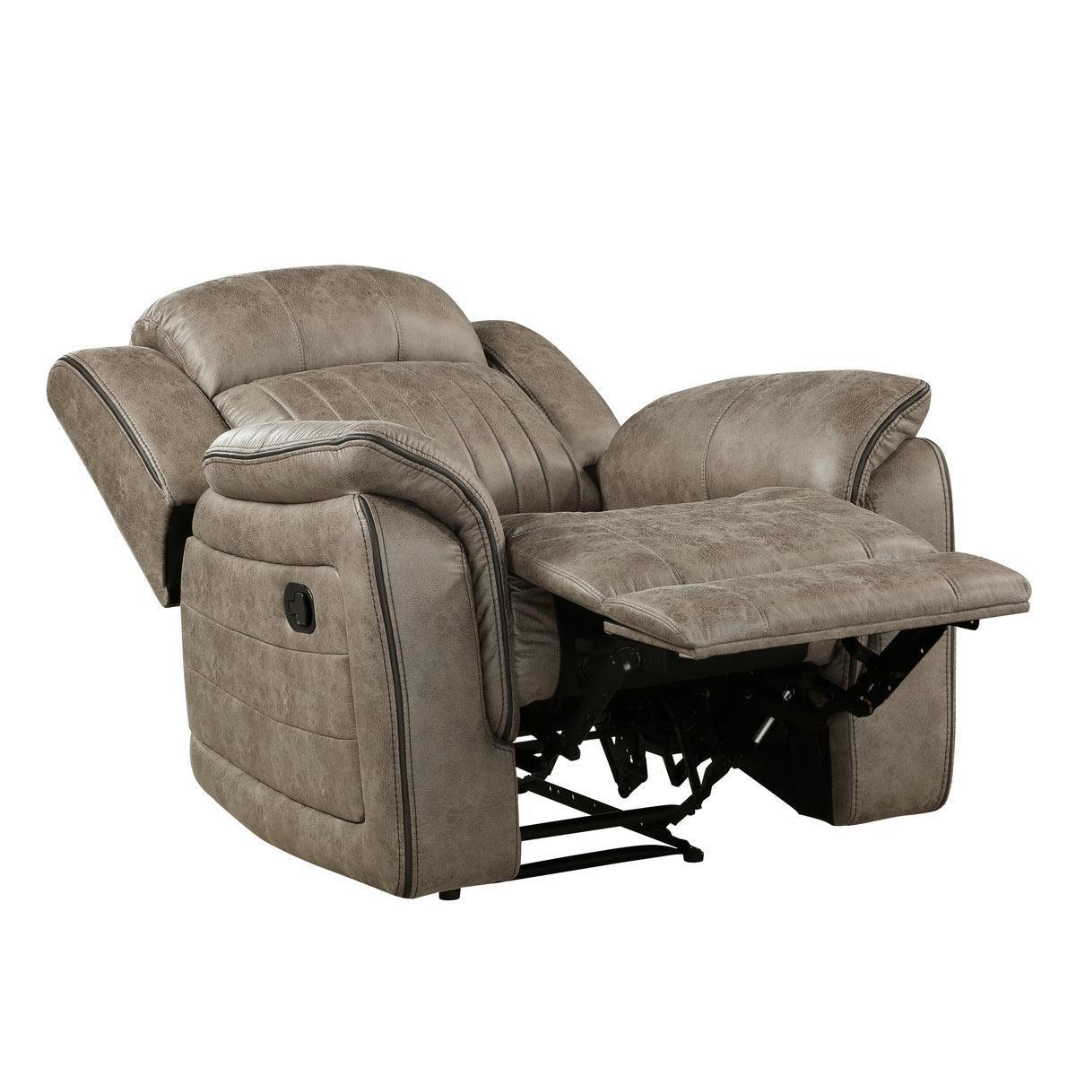 Centeroak Sandy Brown Solid Wood And Plywood Polished Microfiber Upholstery Reclining Chair - Ella Furniture