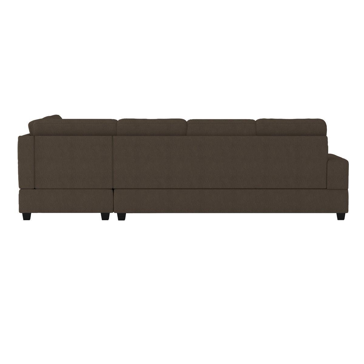 Maston Brown Fabric 2-Piece Reversible Sectional With Drop-down Cup Holders And Storage Ottoman - Ella Furniture