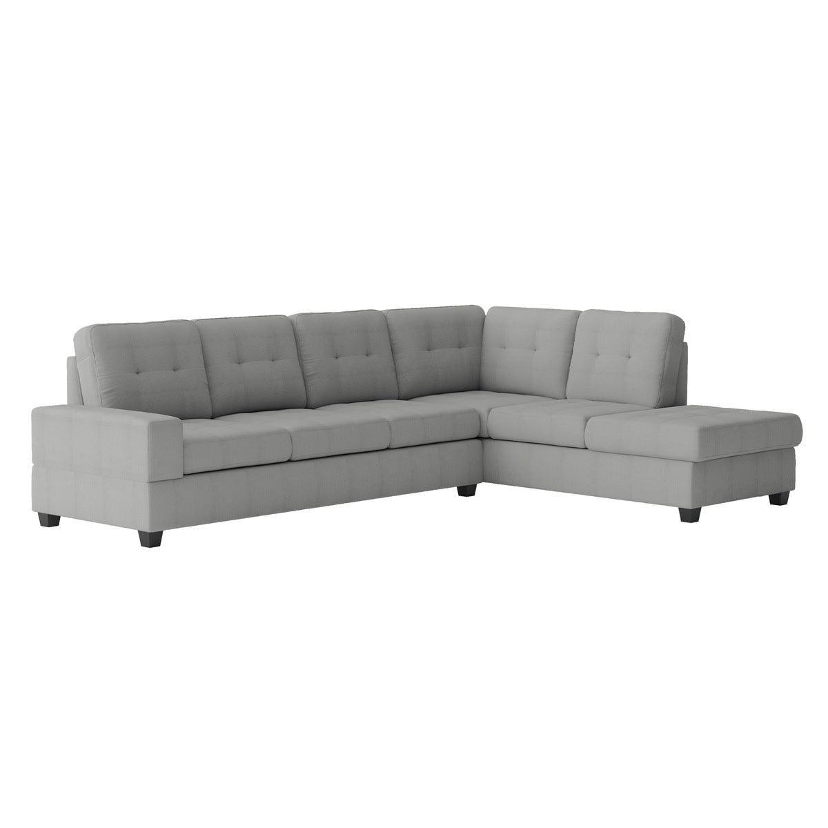 Maston Light Gray Solid Wood Plywood Microfiber Fabric Upholstery 2-Piece Reversible Sectional - Ella Furniture