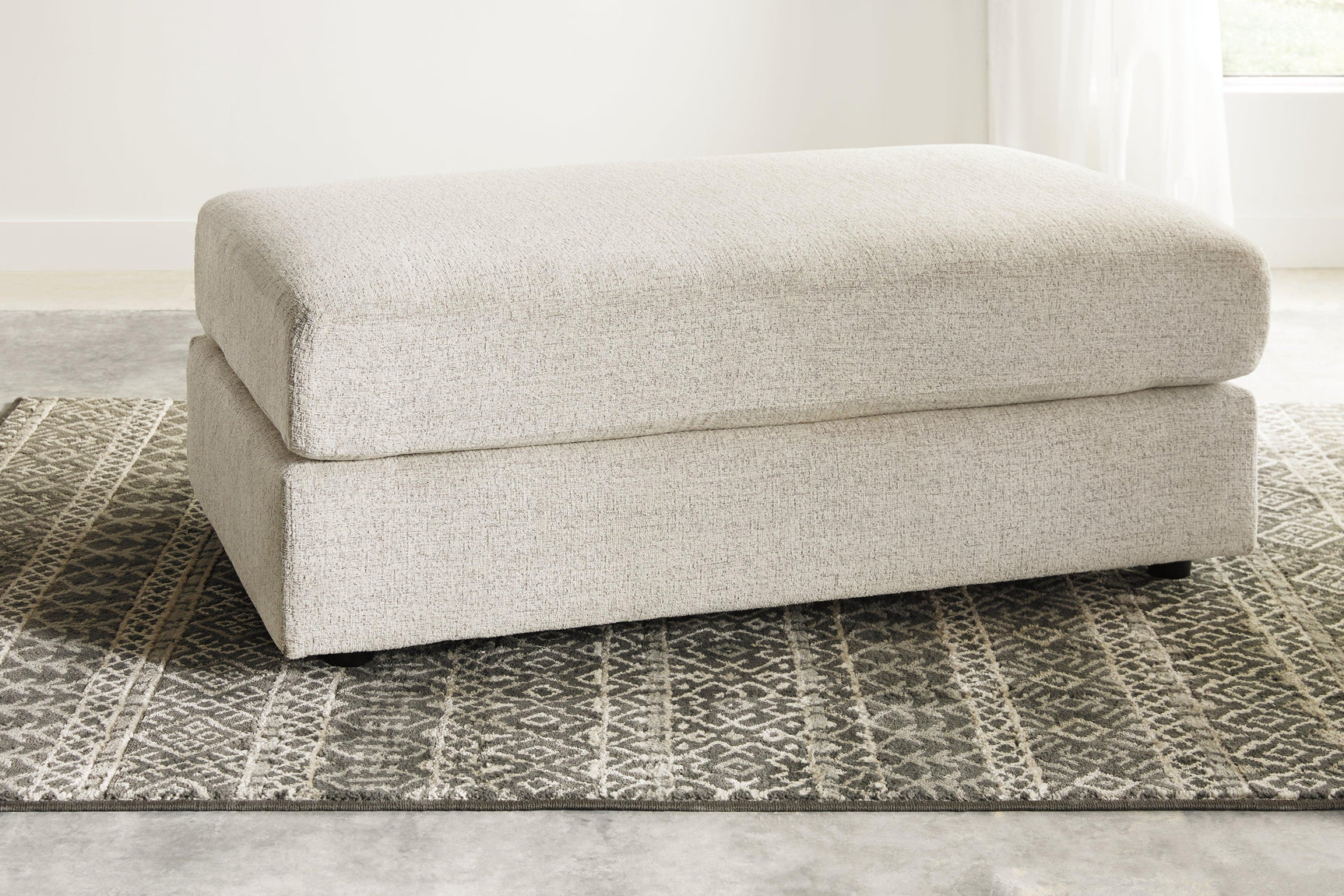 Soletren Stone Chenille Oversized Ottoman - Ella Furniture