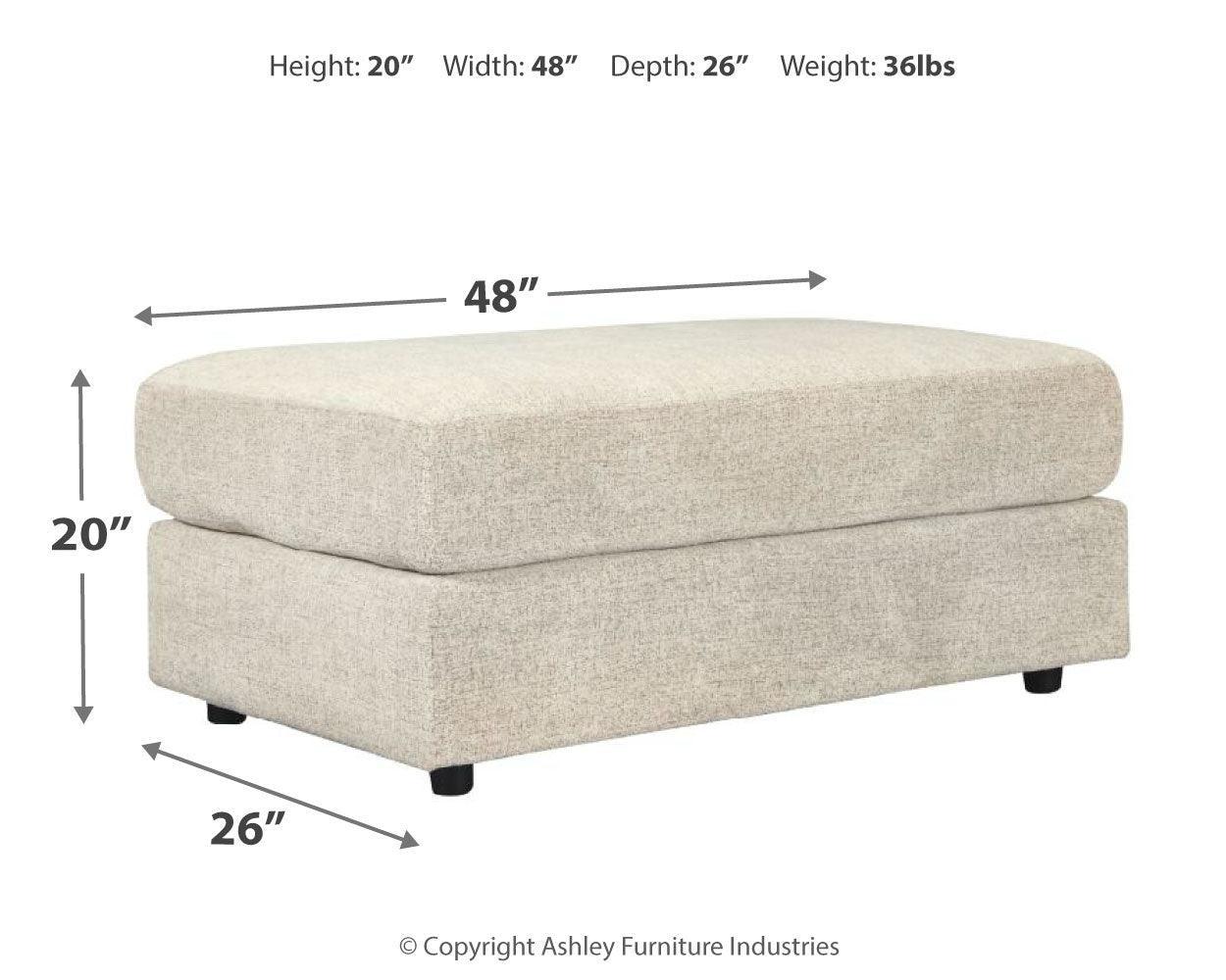Soletren Stone Chenille Oversized Ottoman - Ella Furniture