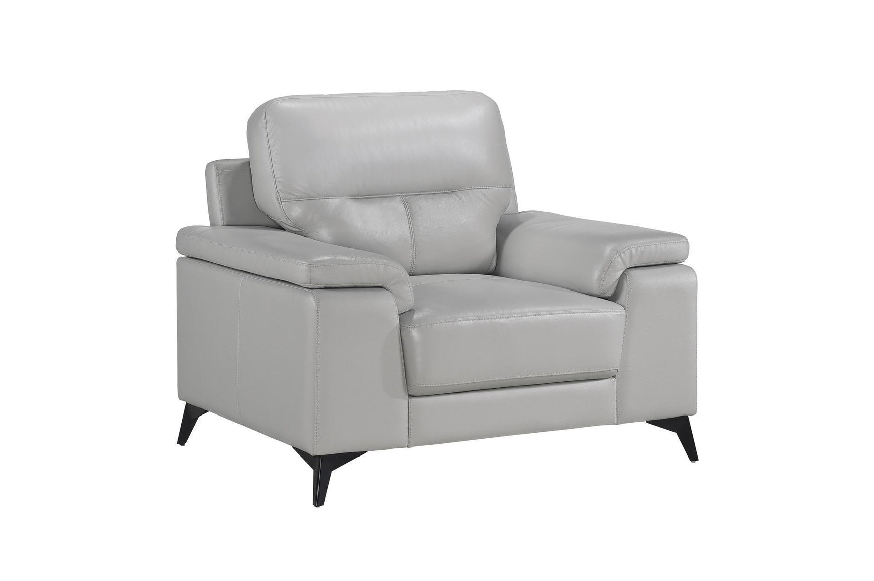 Mischa Silver Solid Wood And Plywood Top Grain Leather Upholstery 2Pc Set: Sofa, Love - Ella Furniture