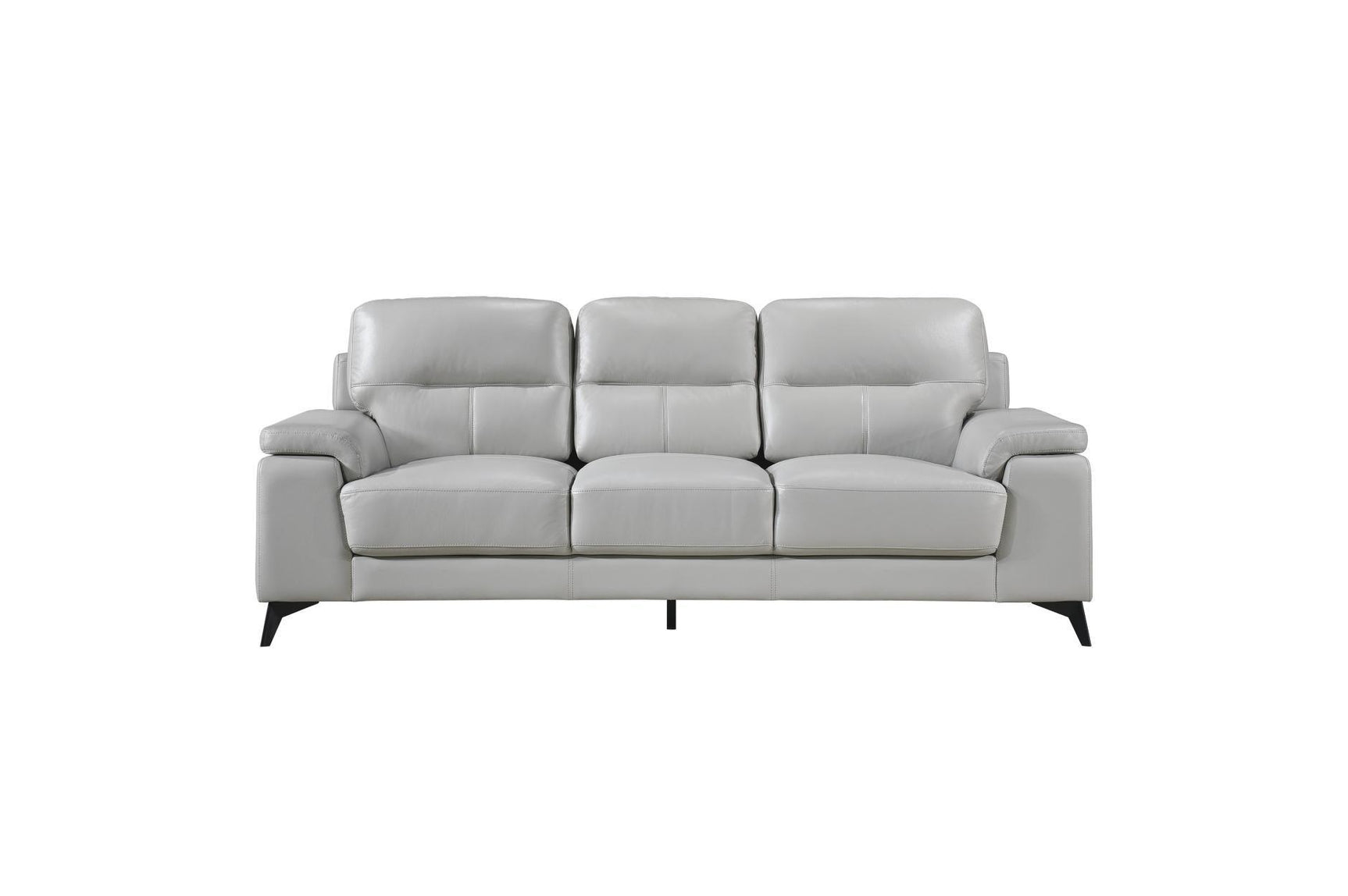 Mischa Silver Solid Wood And Plywood Top Grain Leather Upholstery 2Pc Set: Sofa, Love - Ella Furniture