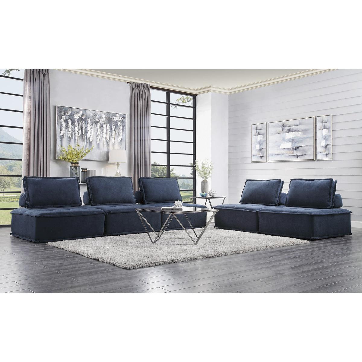 Ulrich Blue Solid Wood And Plywood Textured Fabric Upholstered Tufted Love Seat - Ella Furniture
