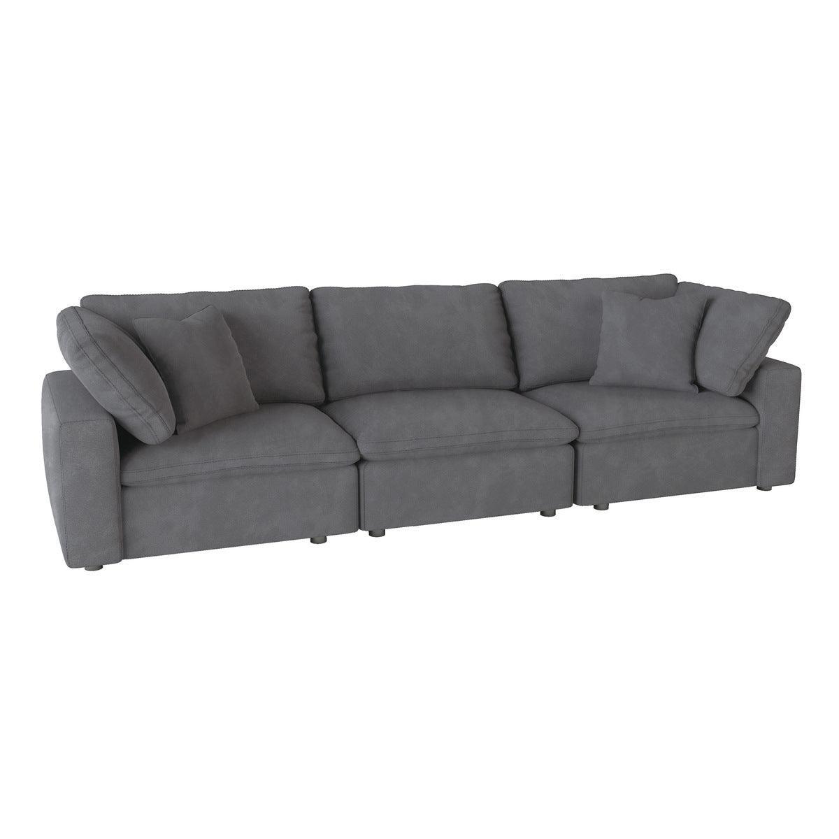 Guthrie Gray Solid Wood And Plywood Textured Microfiber Fabric Upholstery Sofa - Ella Furniture