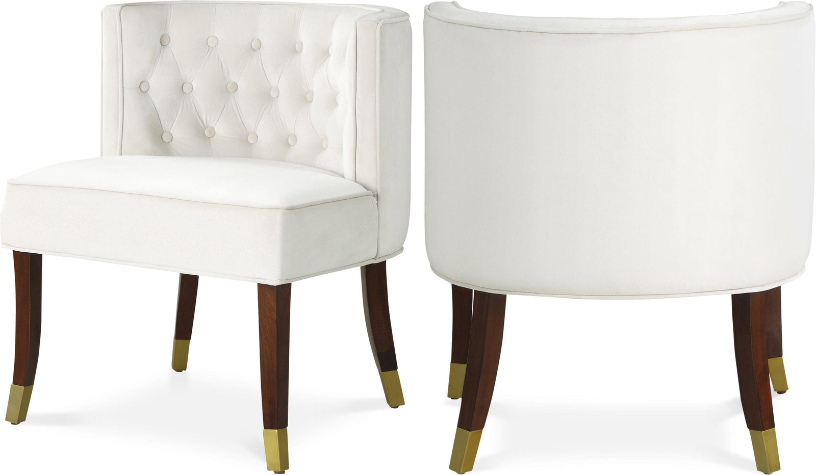 Perry Cream Velvet Dining Chair - Ella Furniture