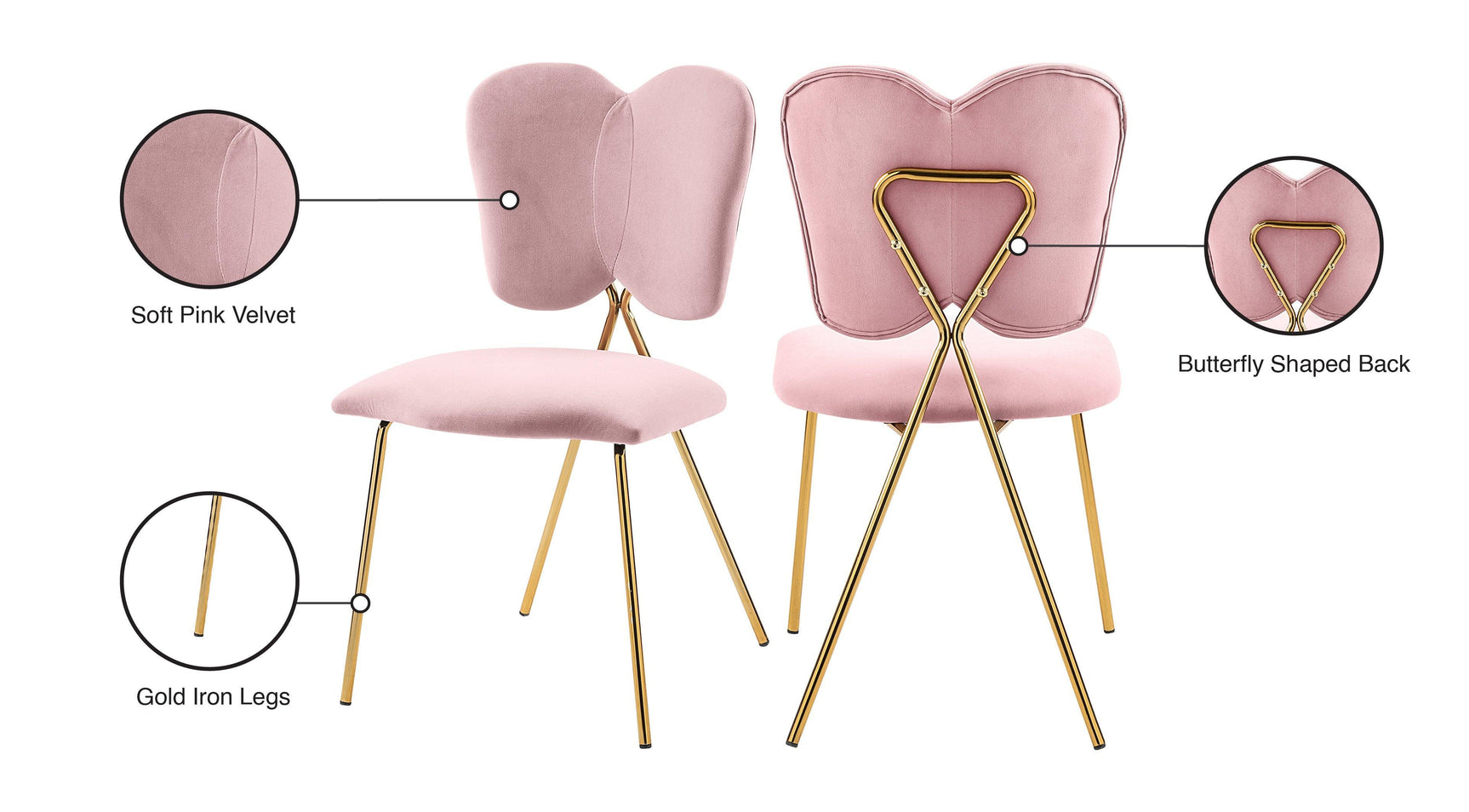 Angel Pink Velvet Dining Chair - Ella Furniture