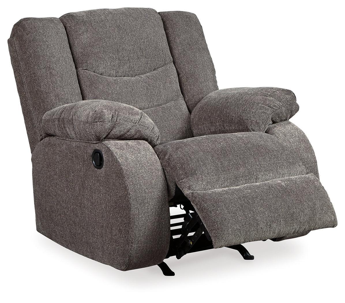 Tulen Gray Chenille Recliner - Ella Furniture