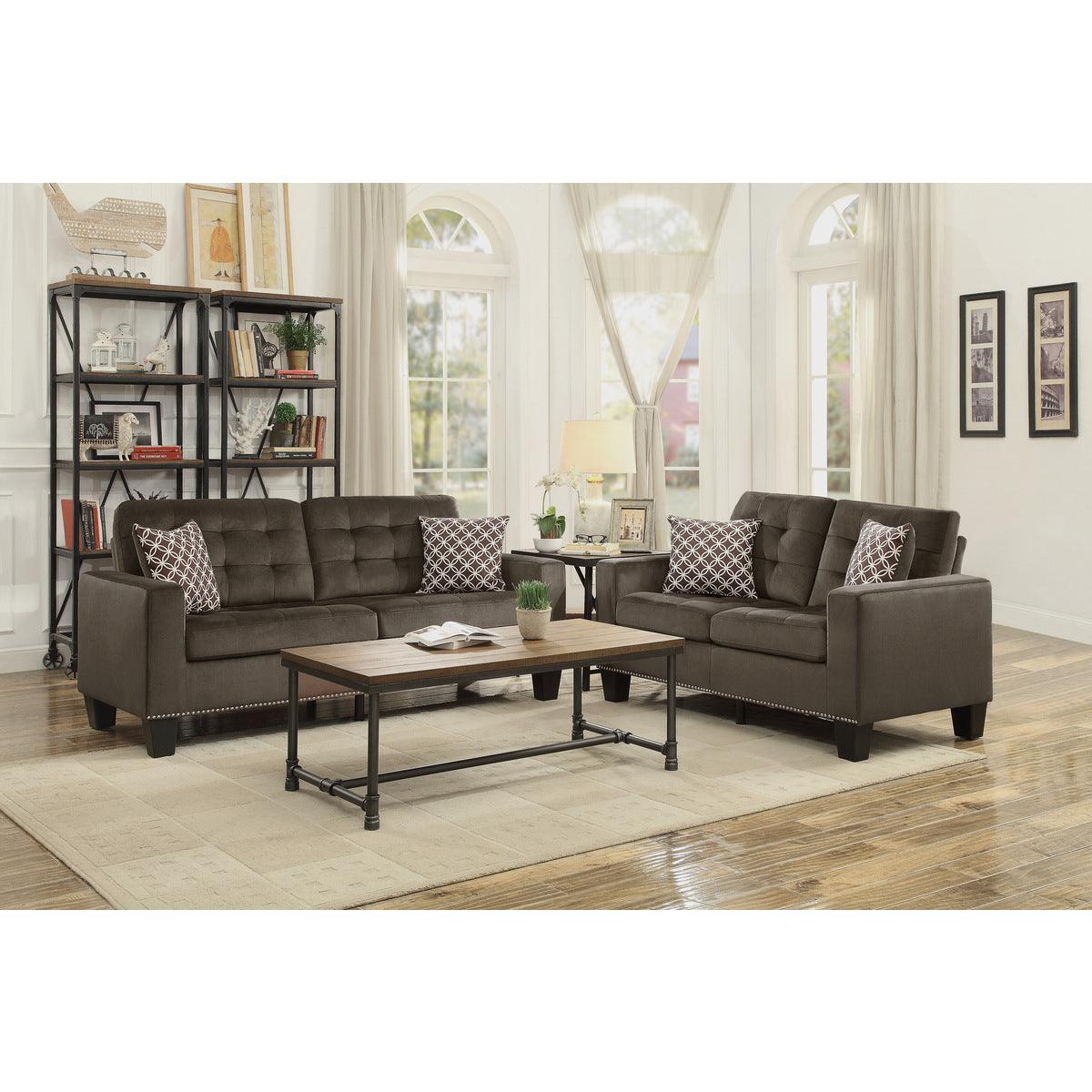 Latana Chocolate Modern Contemporary Solid Wood And Plywood Fabric Upholstered Tufted Love Seat - Ella Furniture
