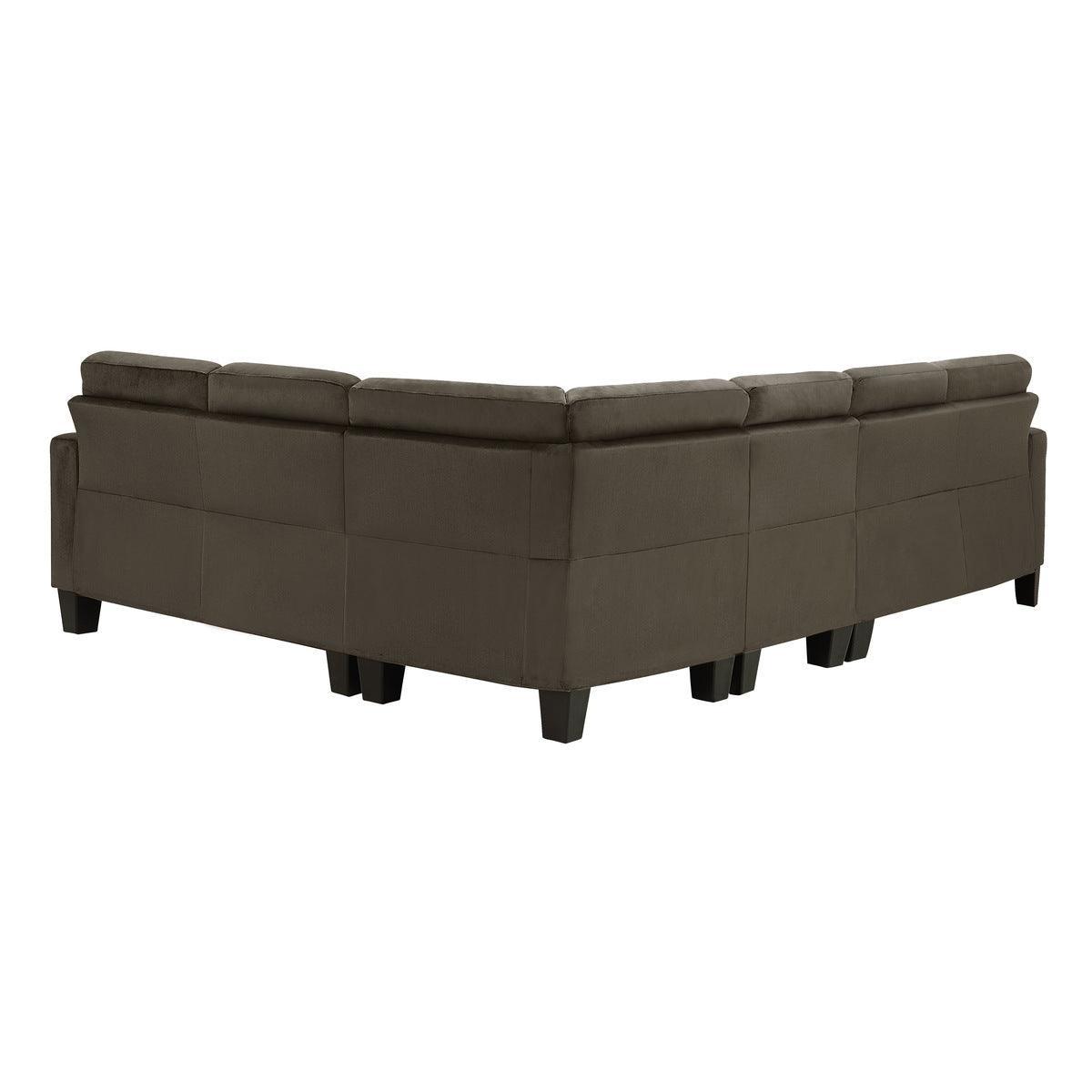 Lantana Chocolate Solid Wood And Plywood Fabric Upholstery 2-Piece Reversible Sectional - Ella Furniture