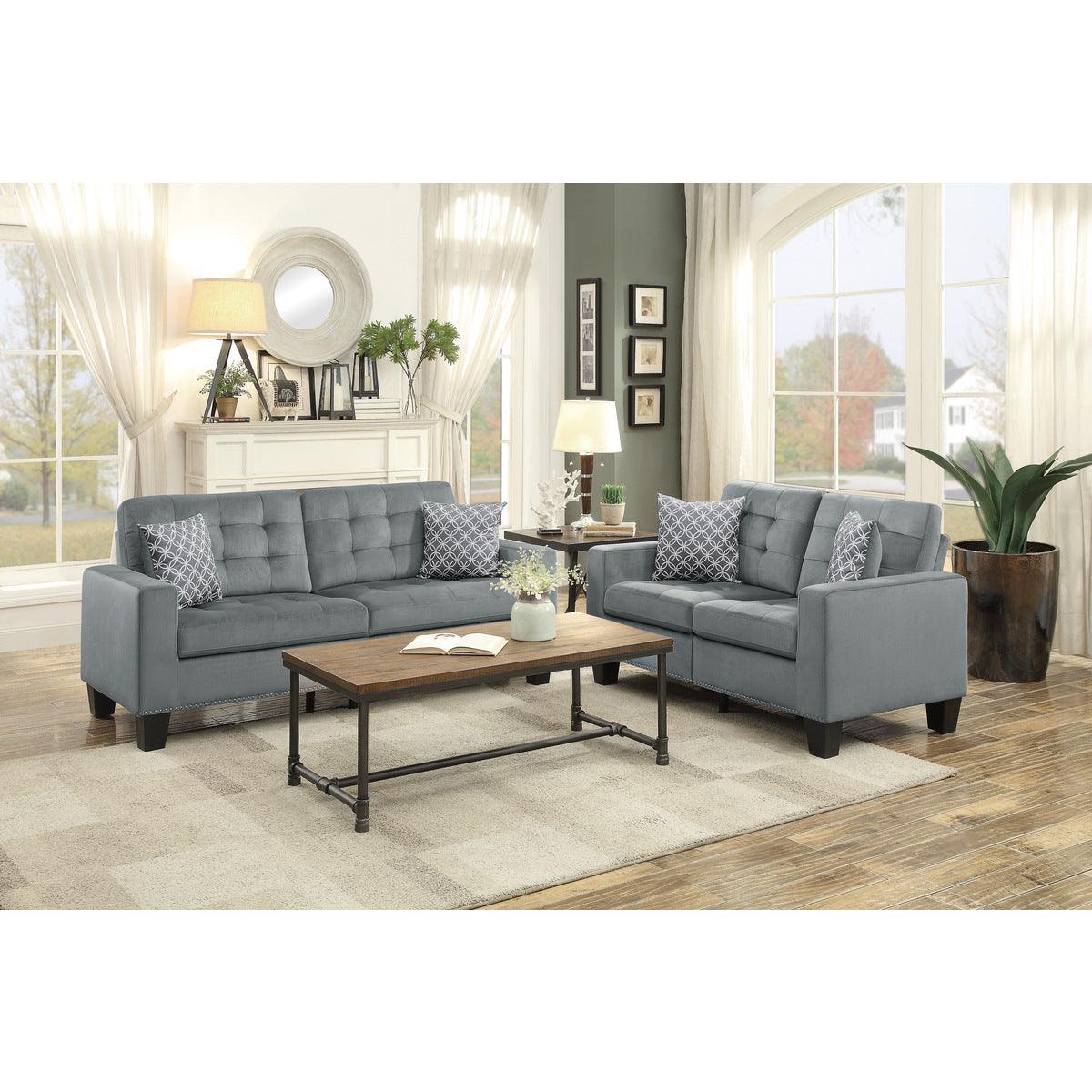 Lantana Gray Modern Contemporary Solid Wood And Plywood Fabric Upholstered Tufted Sofa - Ella Furniture
