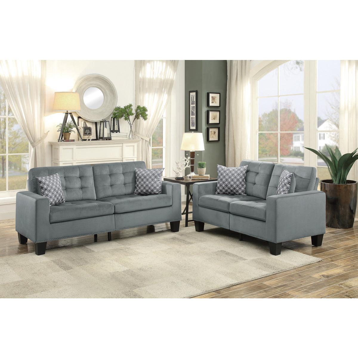 Lantana Gray Modern Contemporary Solid Wood And Plywood Fabric Upholstered Tufted Love Seat - Ella Furniture