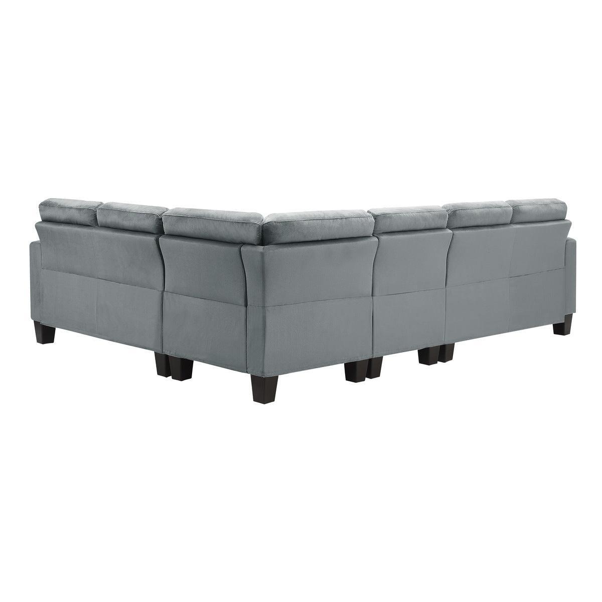 Lantana Gray Solid Wood And Plywood Fabric Upholstery 2-Piece Reversible Sectional - Ella Furniture