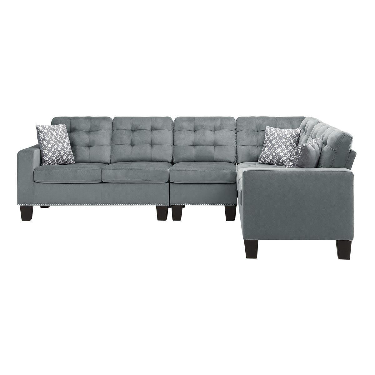 Lantana Gray Solid Wood And Plywood Fabric Upholstery 2-Piece Reversible Sectional - Ella Furniture