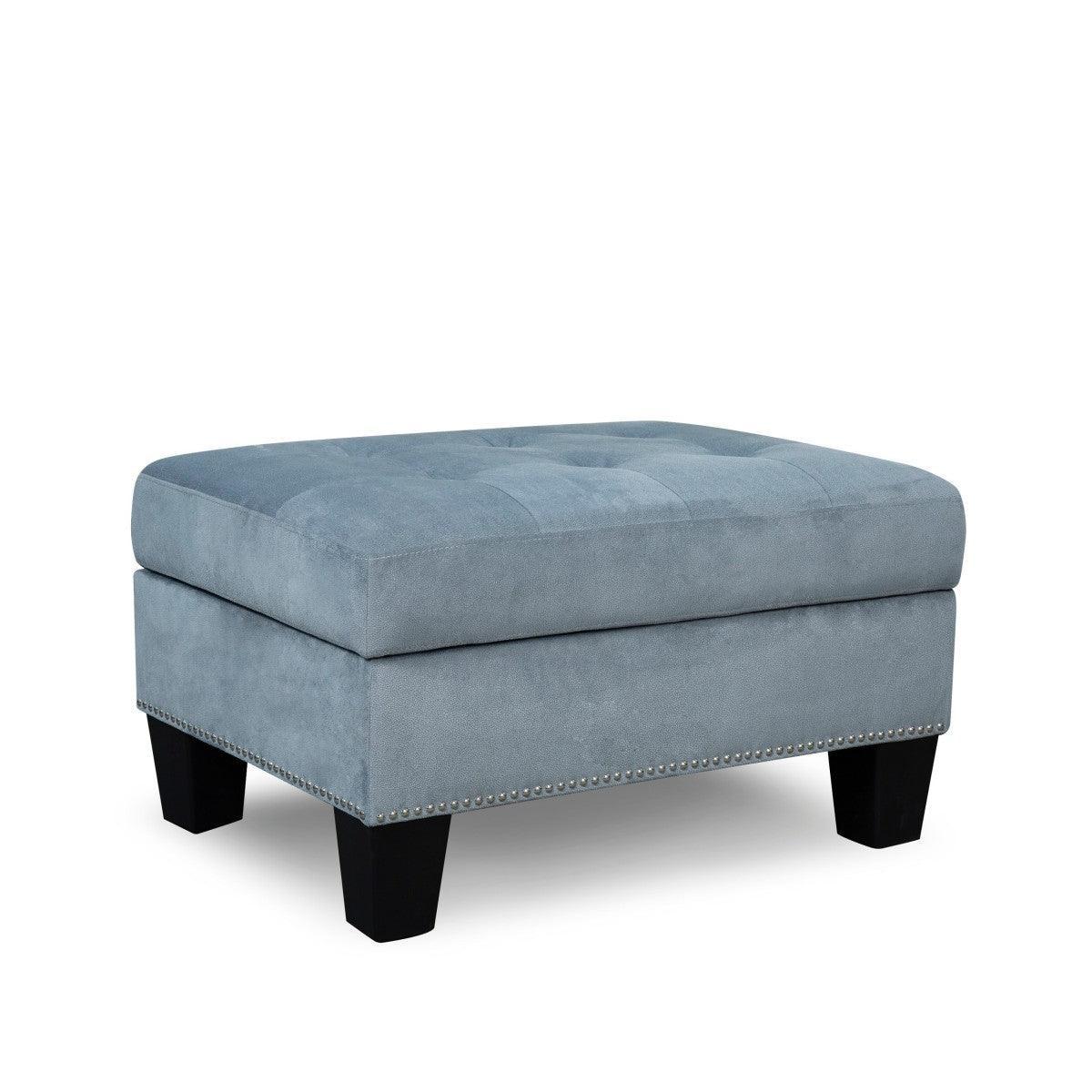 Lantana Gray Solid Wood And Plywood Microfiber Velvet Upholstered Tufted Storage Ottoman - Ella Furniture