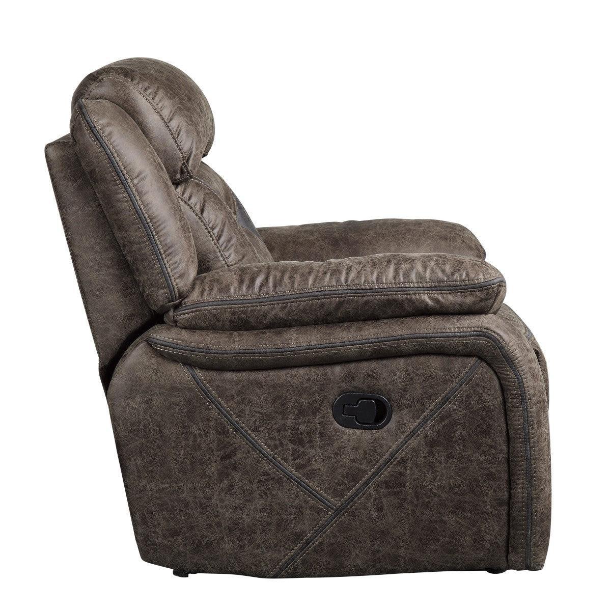 Madrona Hill Dark Brown Solid Wood Plywood Polished Microfiber Upholstery Glider Reclining Chair - Ella Furniture