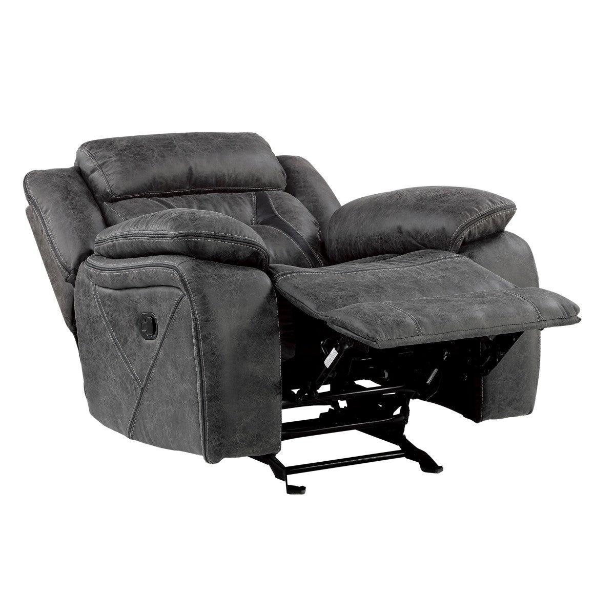 Madrona Hill Gray Solid Wood And Plywood Polished Microfiber Upholstery Glider Reclining Chair - Ella Furniture