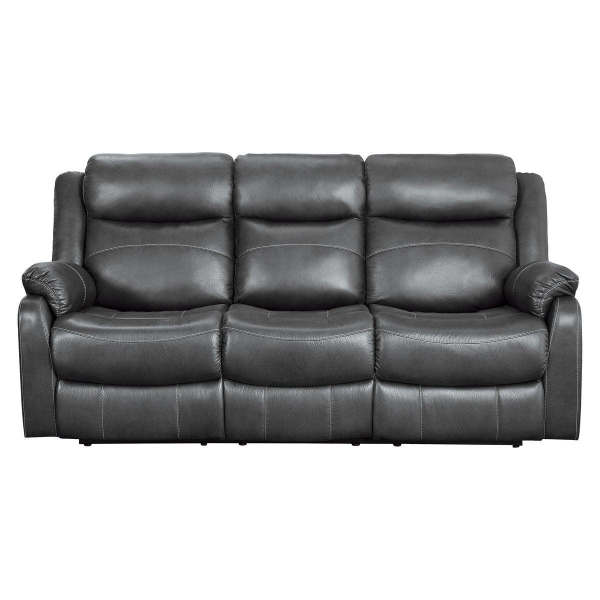 Yerba Dark Gray Solid Wood, Plywood Polished Microfiber Upholstery Double Lay Flat Reclining Sofa - Ella Furniture