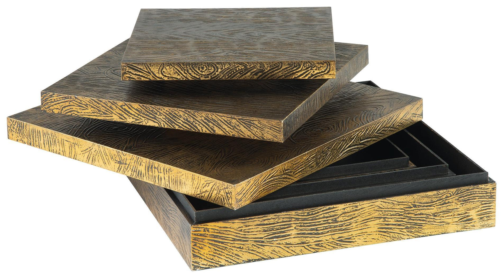 Keldy Antique Brass Finish Box (Set Of 3) - Ella Furniture