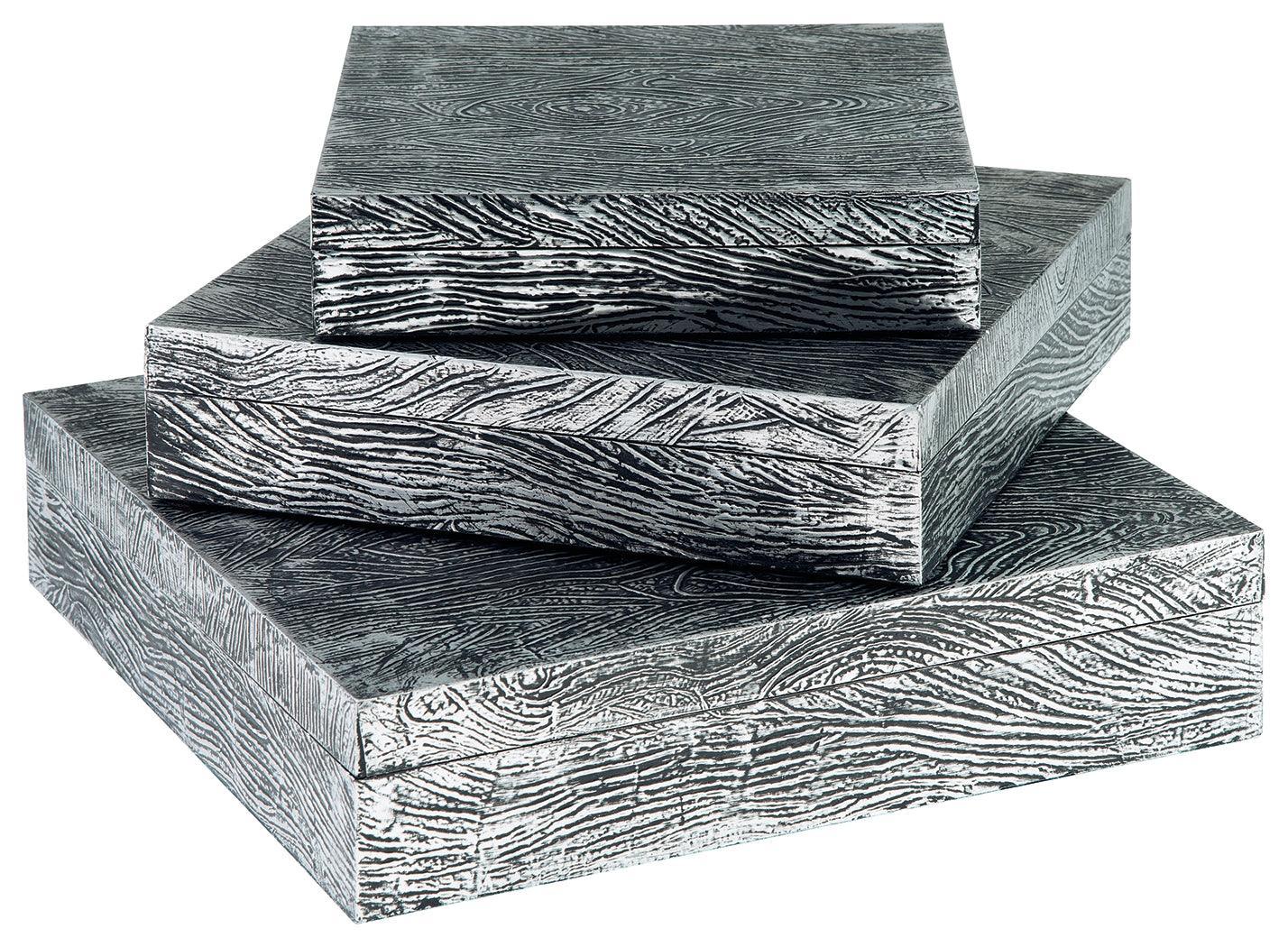 Keldy Antique Pewter Finish Box (Set Of 3) - Ella Furniture