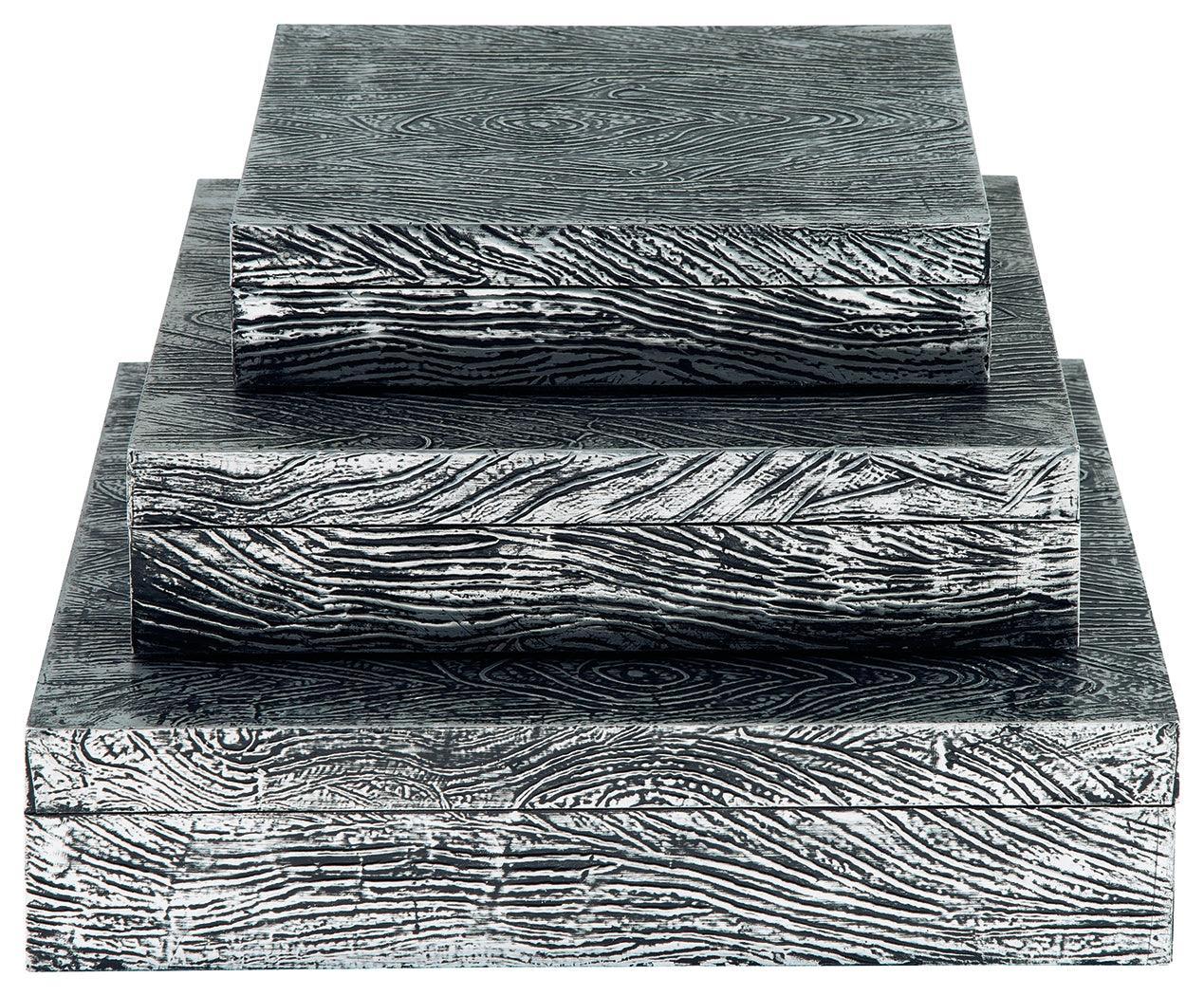 Keldy Antique Pewter Finish Box (Set Of 3) - Ella Furniture