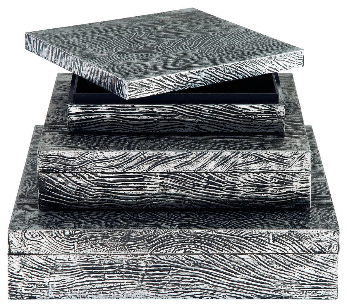 Keldy Antique Pewter Finish Box (Set Of 3) - Ella Furniture