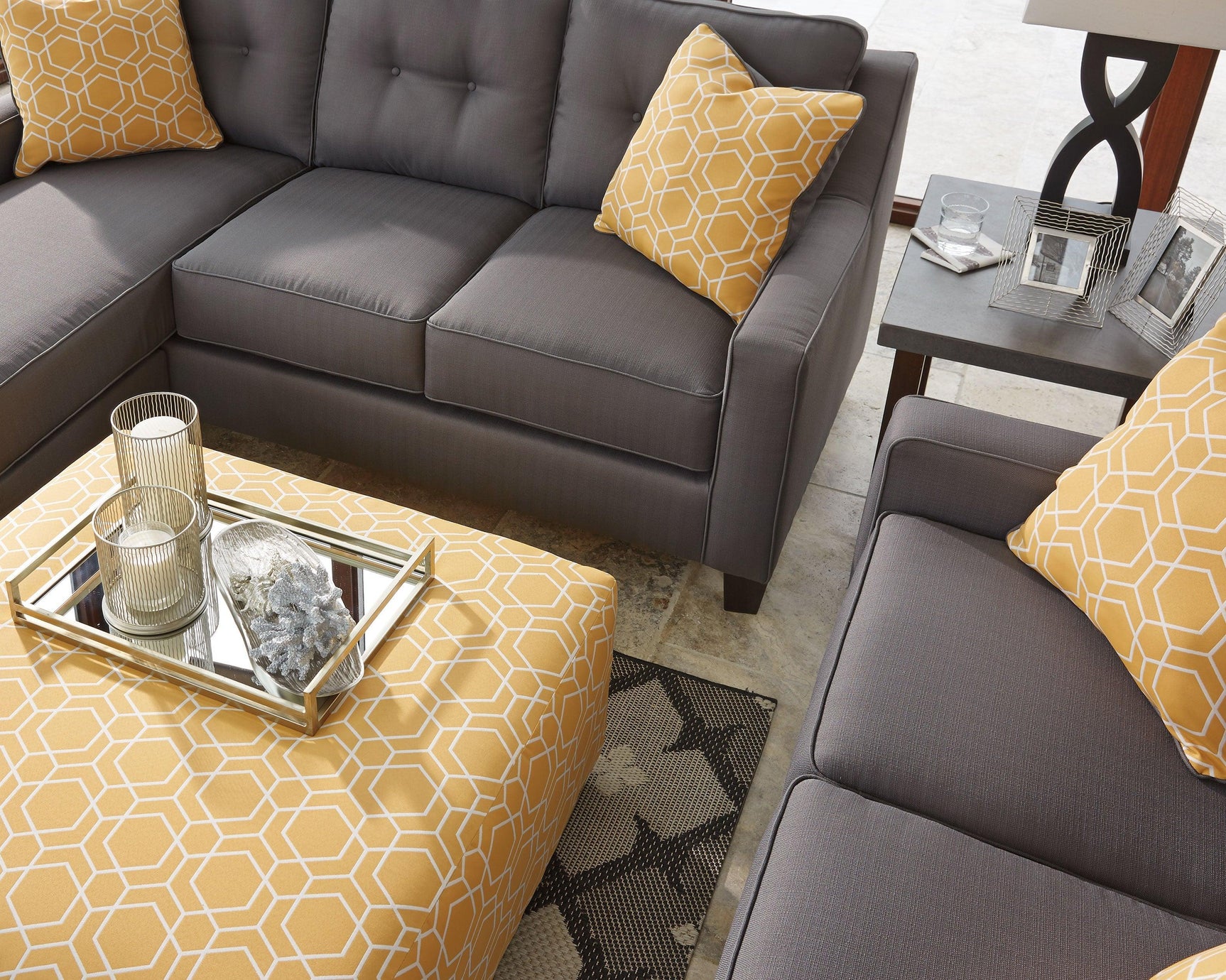 Dympna silver finish photo frames and tray on table