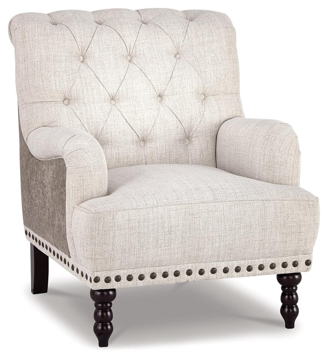 Side angle of Tartonelle Ivory Taupe Accent Chair