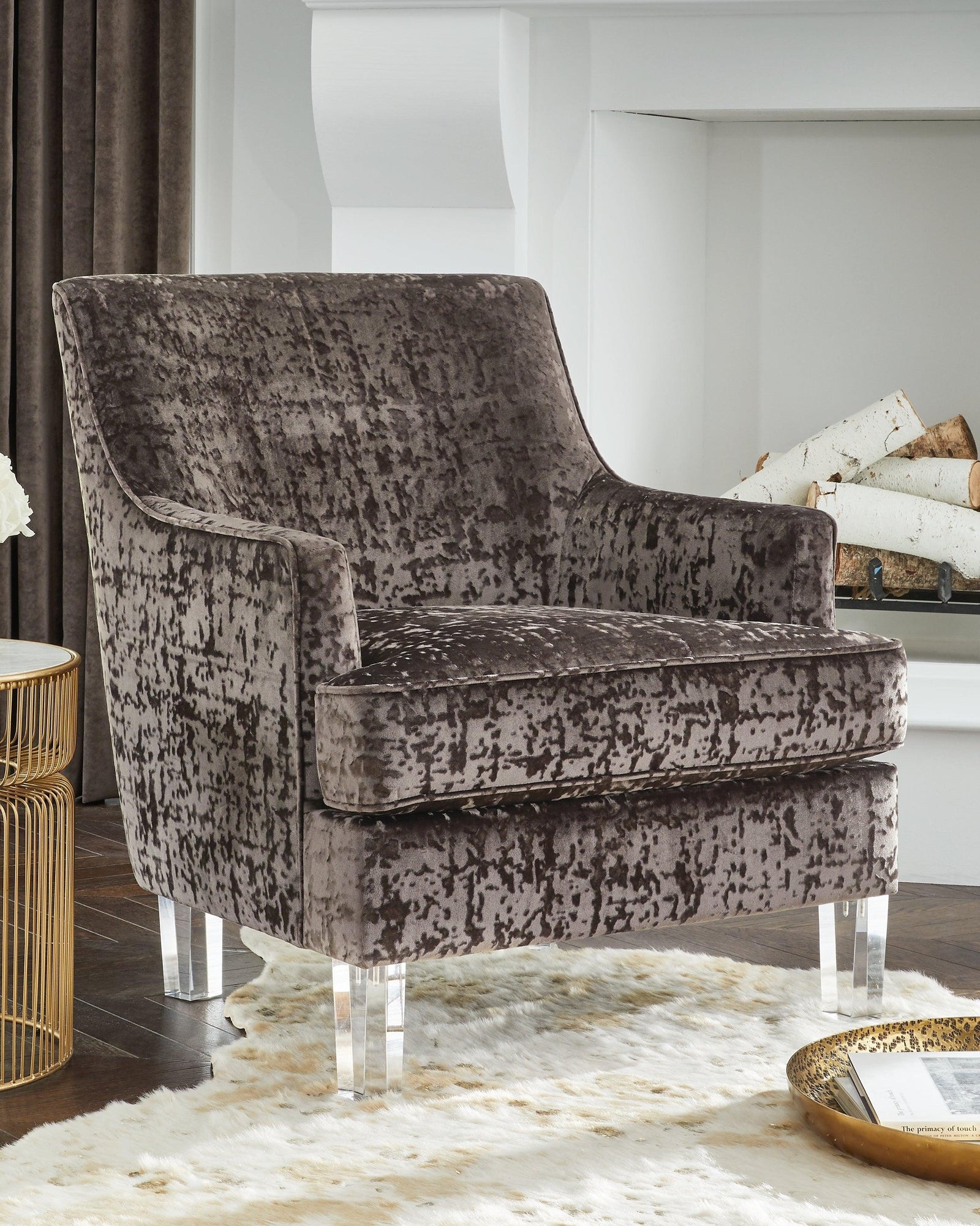Gloriann Charcoal Accent Chair - Ella Furniture
