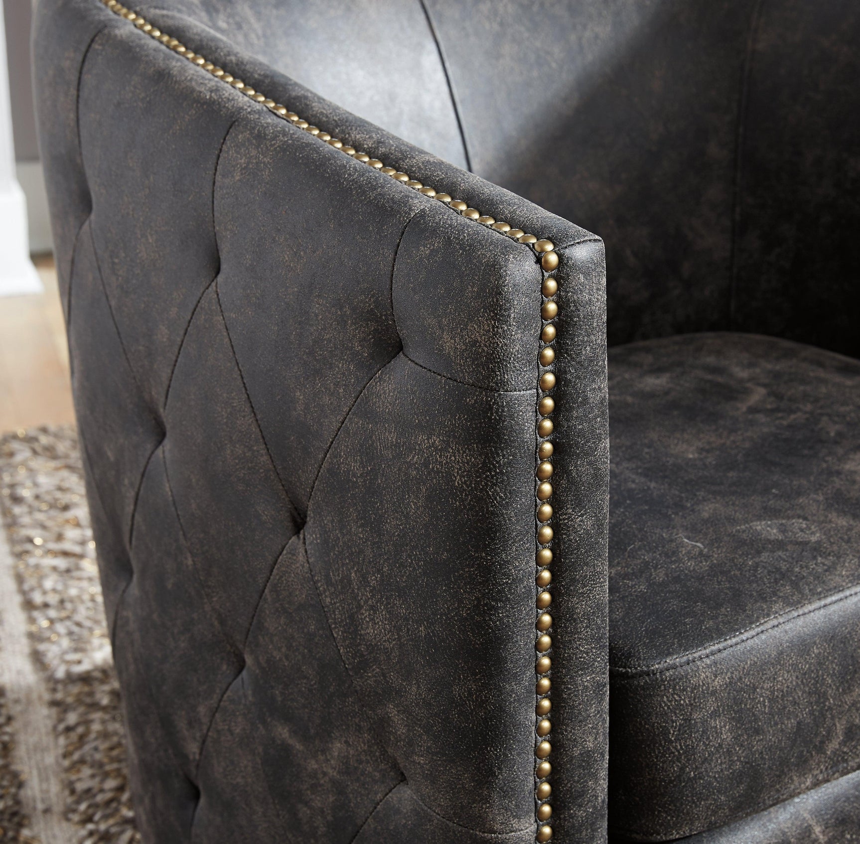 Brentlow Distressed Black Accent Chair - Ella Furniture