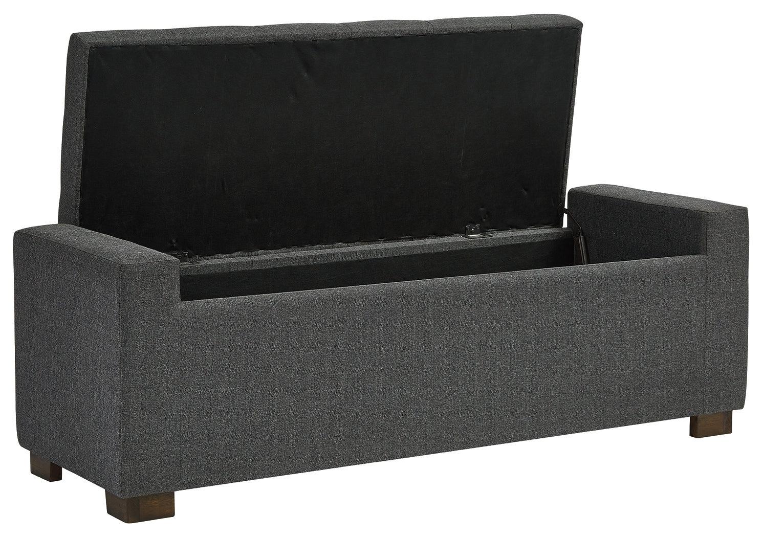 Cortwell Gray Storage Bench - Ella Furniture