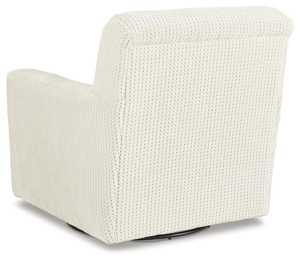 Herstow Ivory Swivel Glider Accent Chair - Ella Furniture