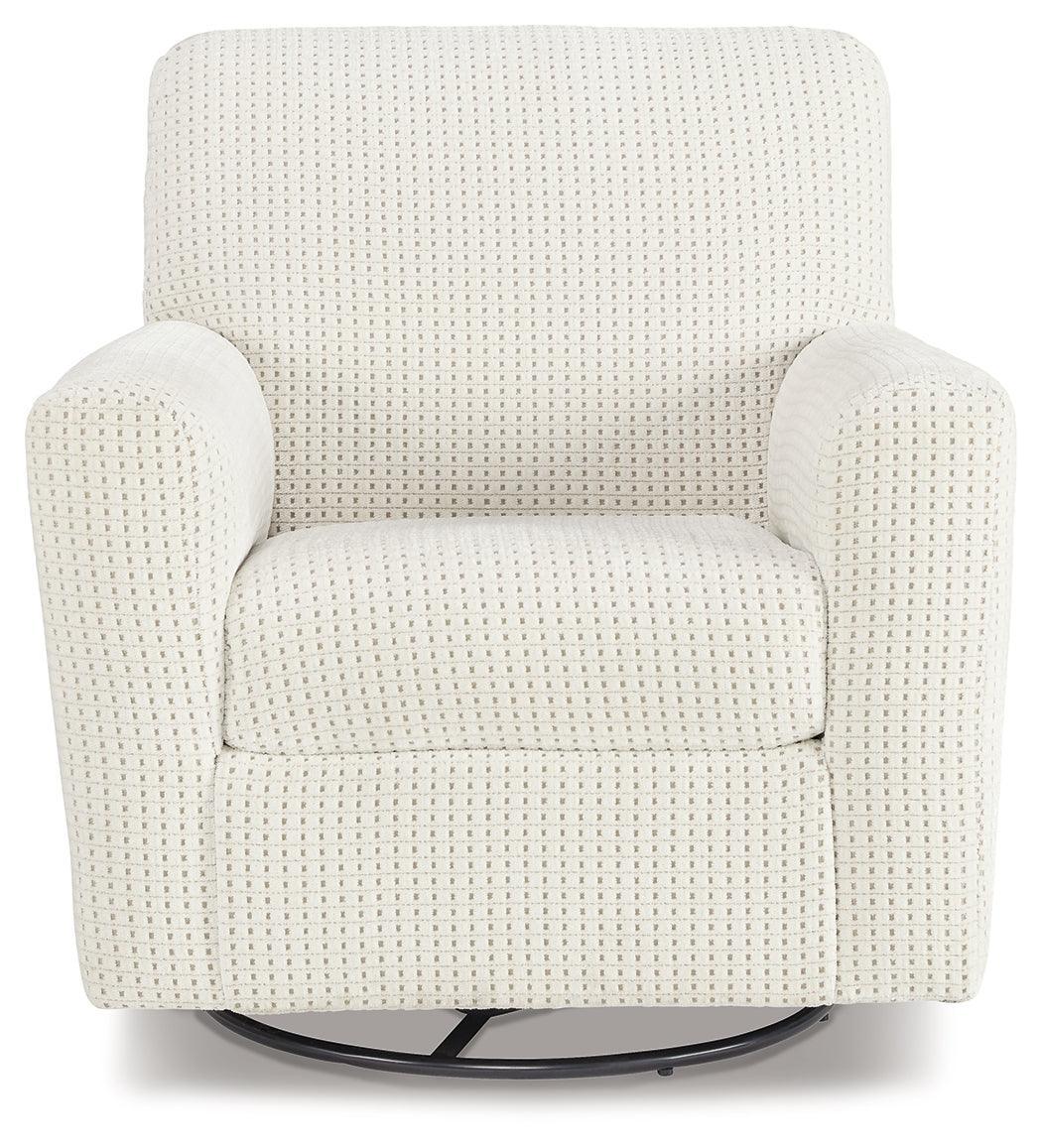 Herstow Ivory Swivel Glider Accent Chair - Ella Furniture