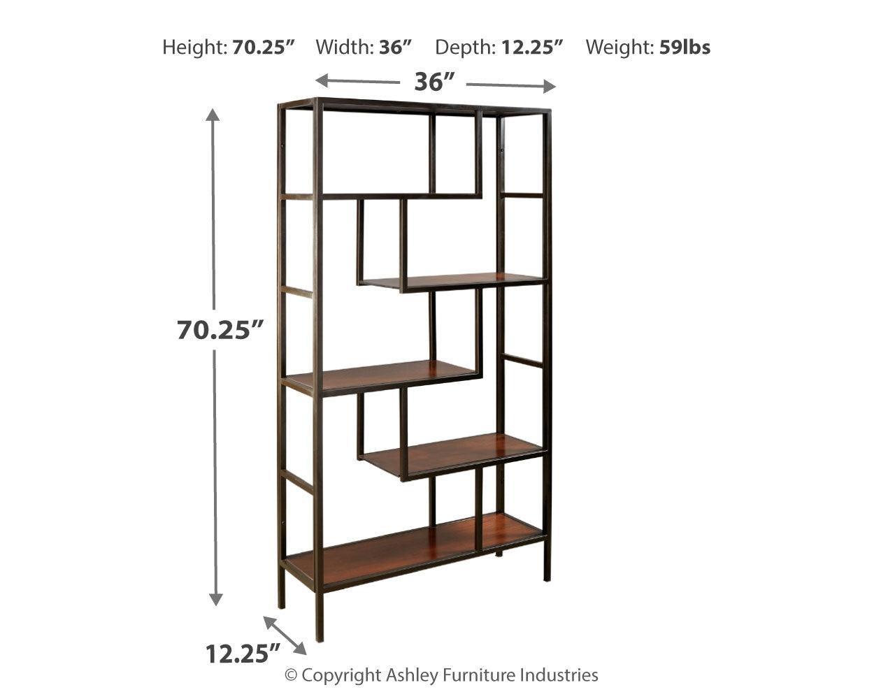 Frankwell Brown/Black Bookcase - Ella Furniture