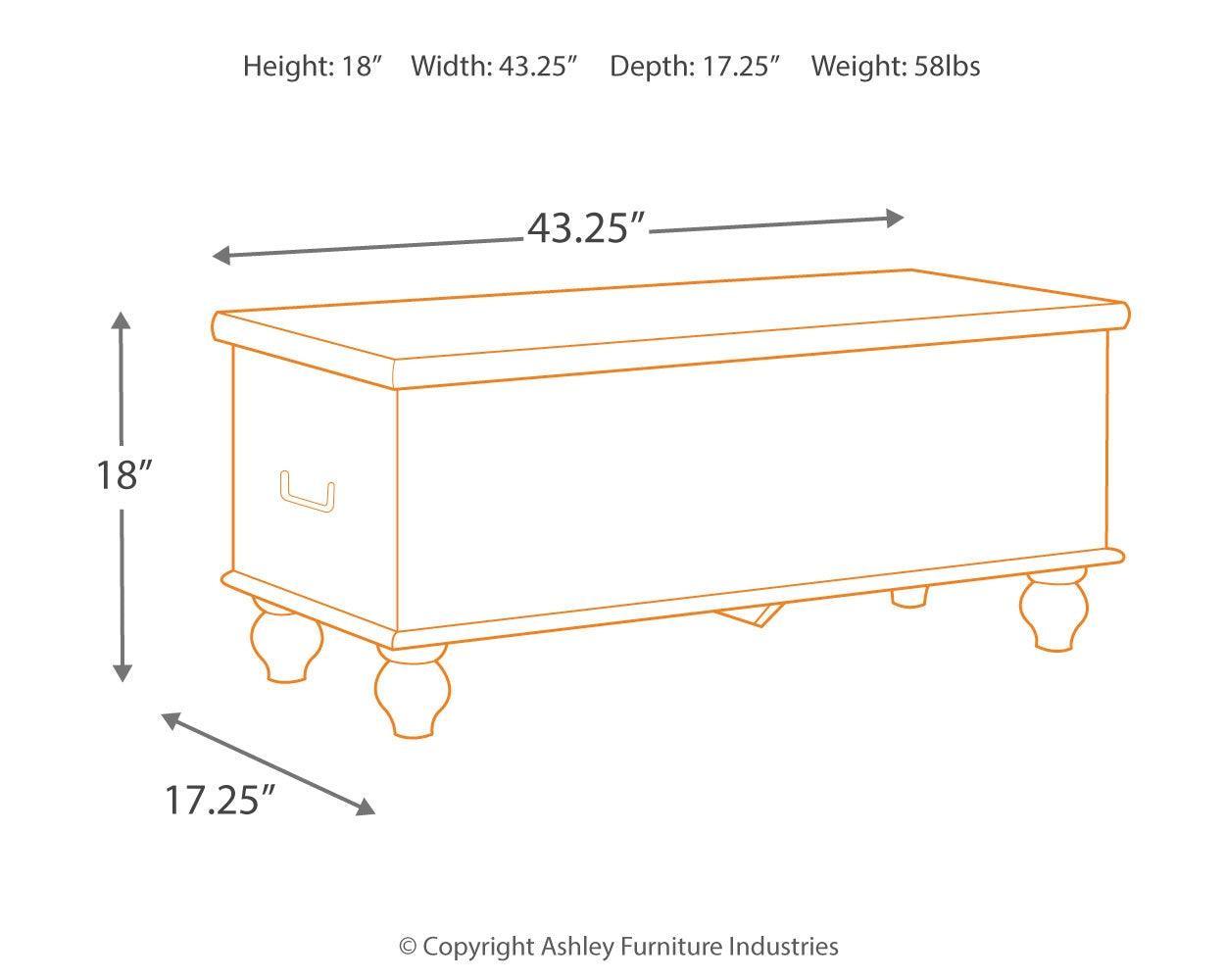 Fossil Ridge Bench diagram with dimensions labeled