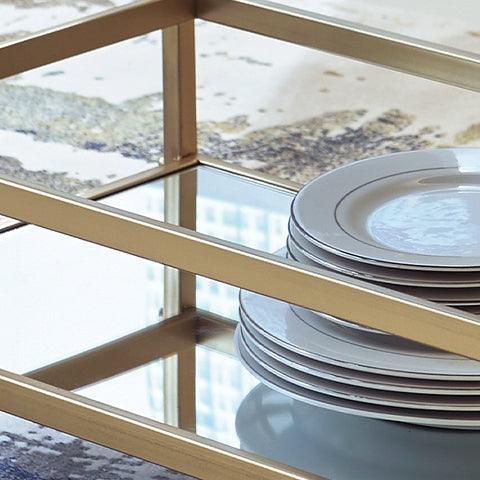 Kailman Gold Finish Bar Cart - Ella Furniture