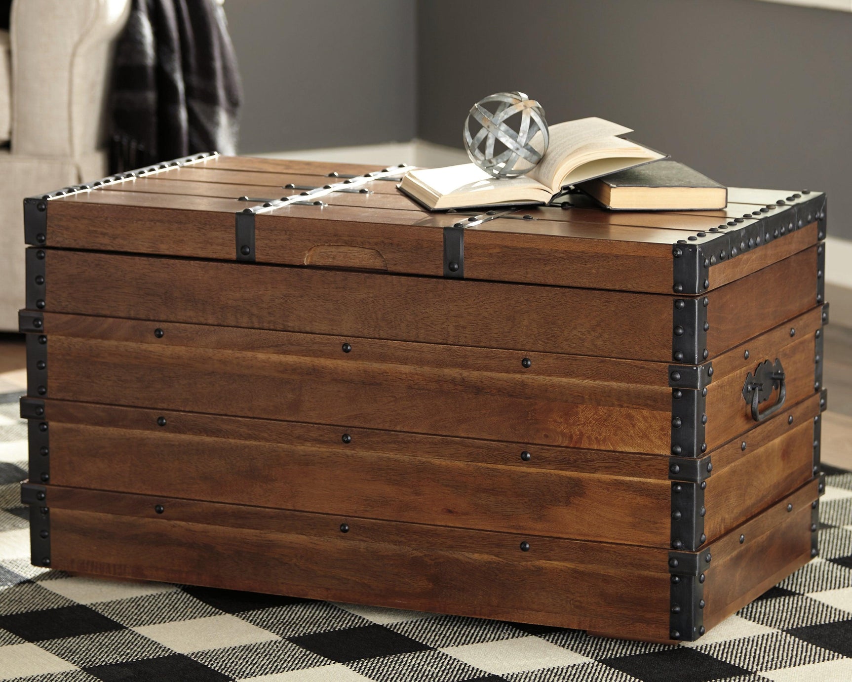 Kettleby Brown Storage Trunk - Ella Furniture