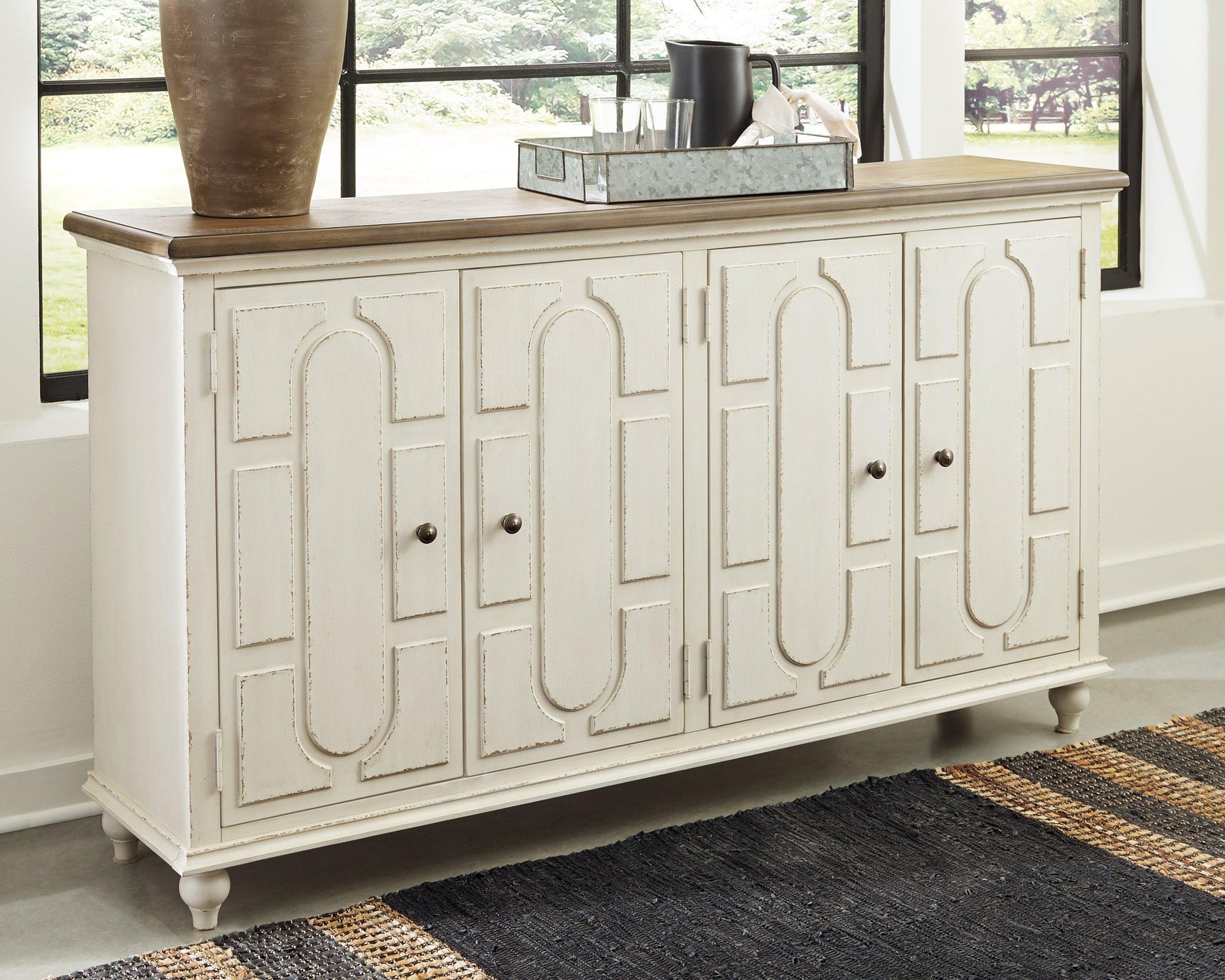Roranville Antique White Accent Cabinet - Ella Furniture