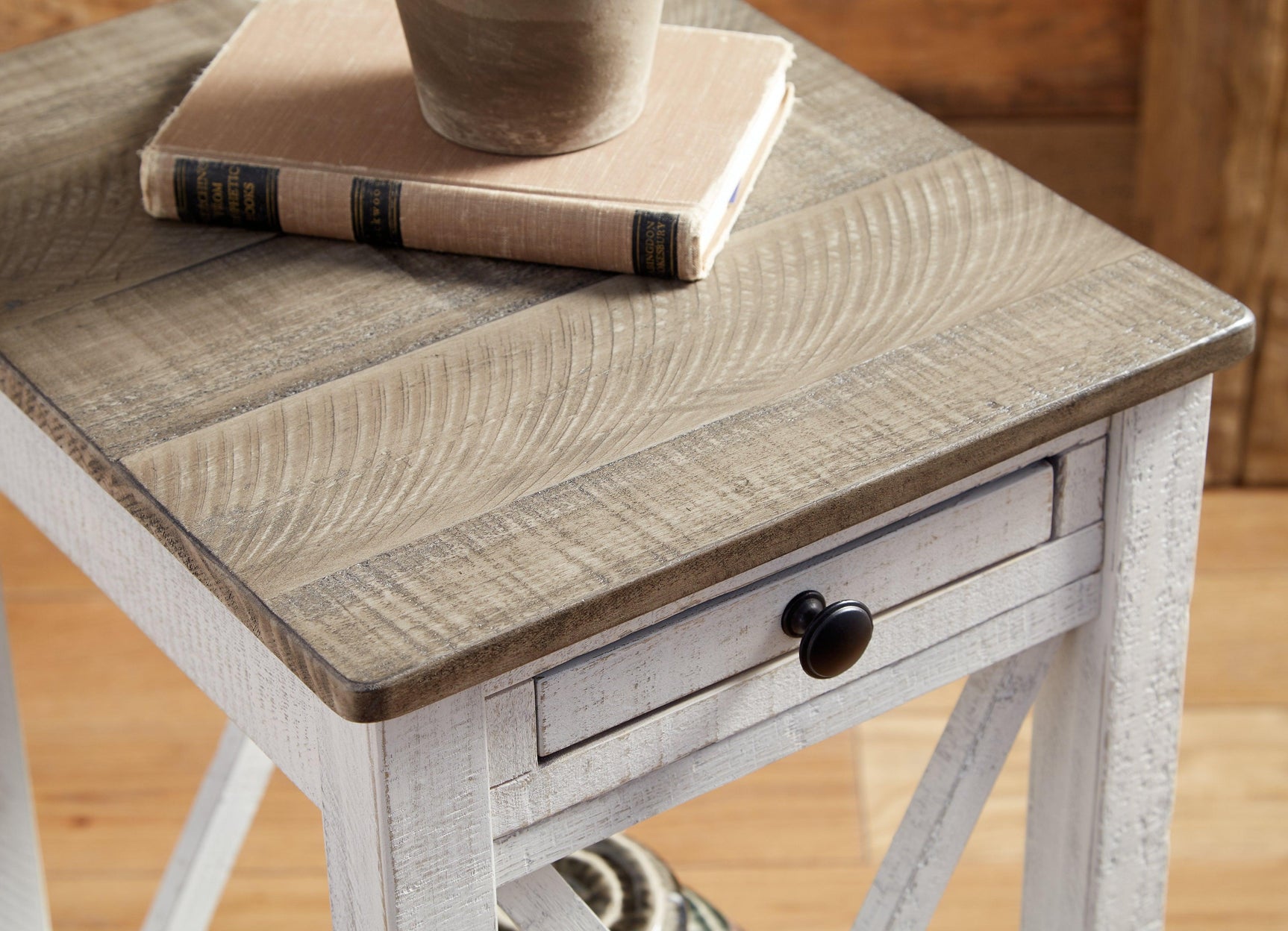 Adalane White/Gray Accent Table - Ella Furniture