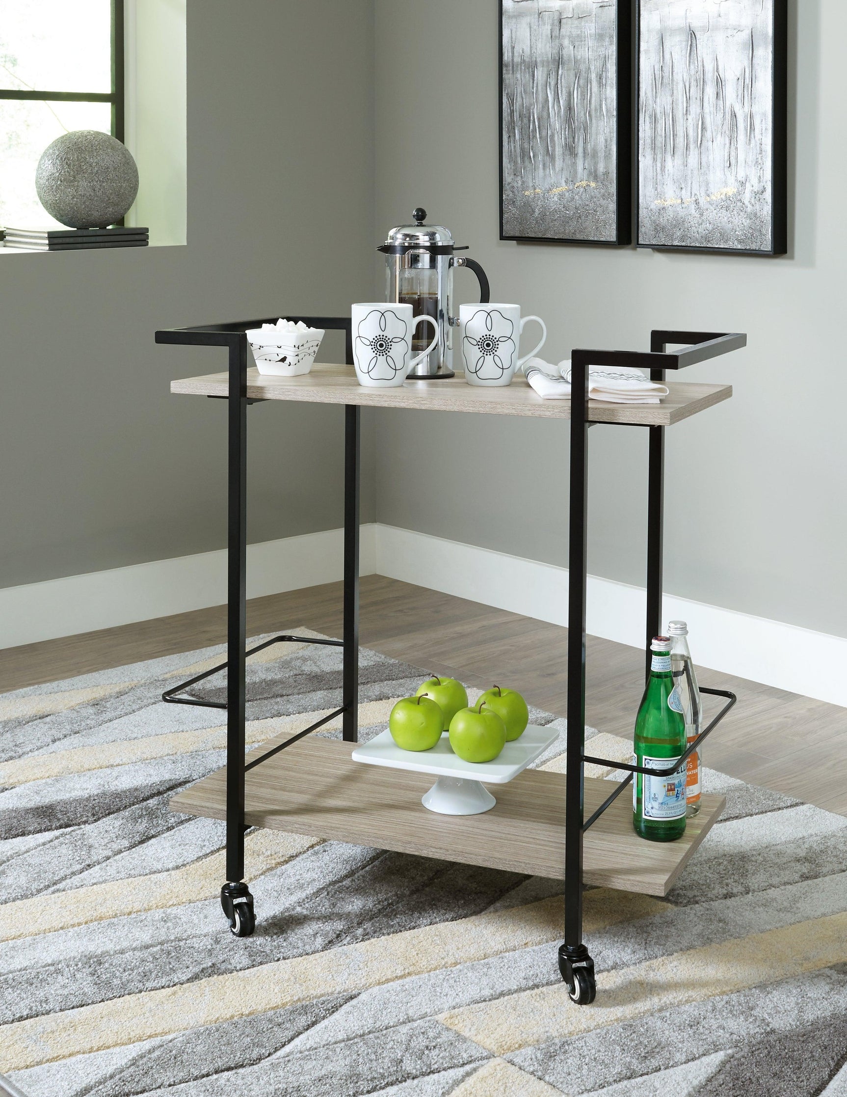 Waylowe Brown/Black Bar Cart - Ella Furniture