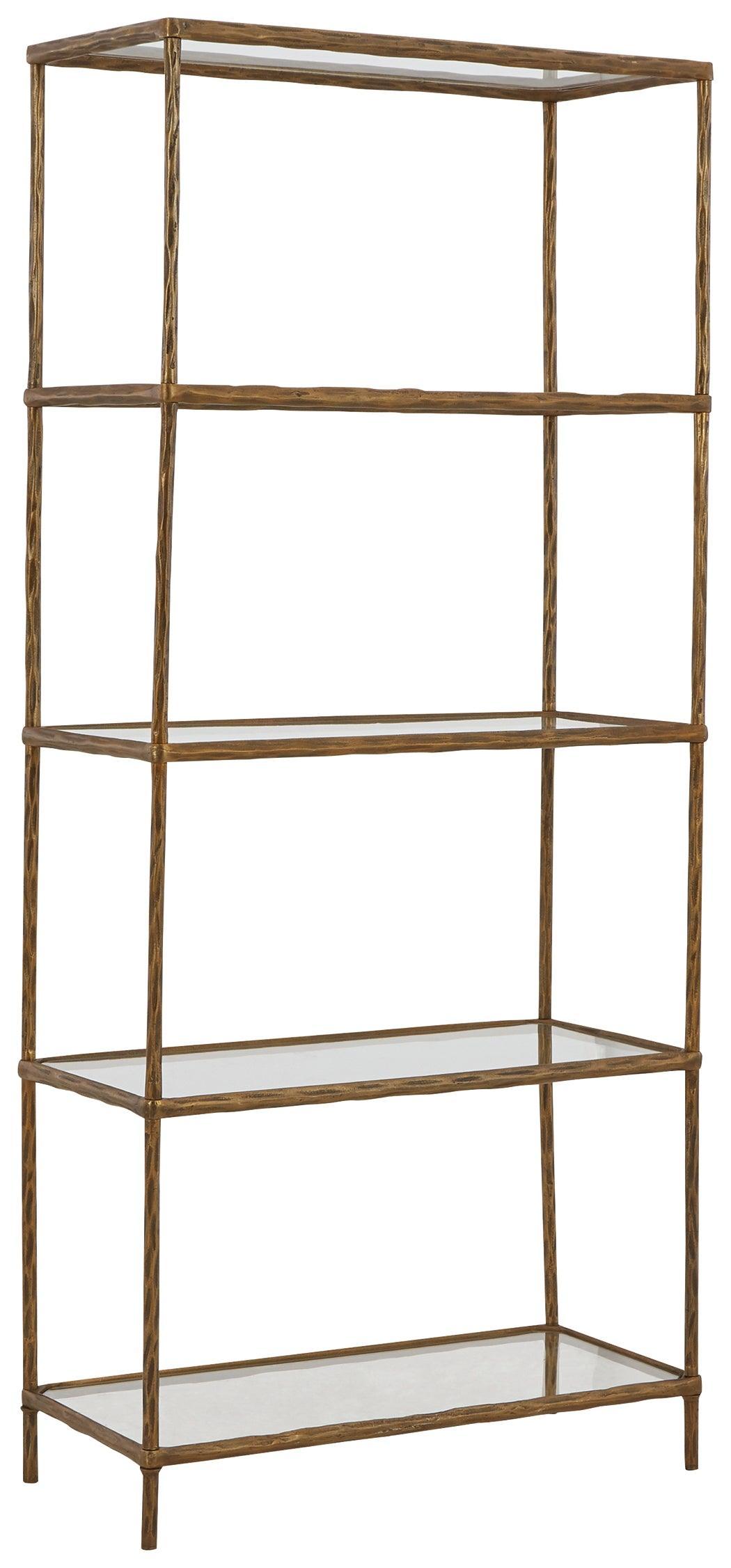 Ryandale Antique Brass Finish Bookcase - Ella Furniture