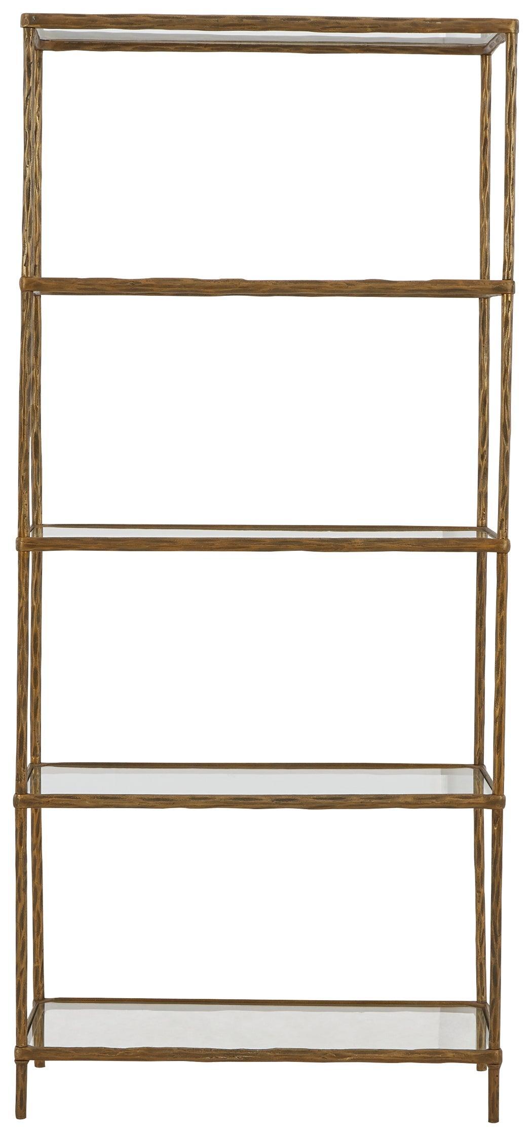 Ryandale Antique Brass Finish Bookcase - Ella Furniture